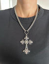 Silver Rhinestone Cross Necklace
