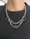 Layered Chain Grey Rhinestone Necklace