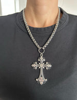 Silver Rhinestone  Cross Necklace