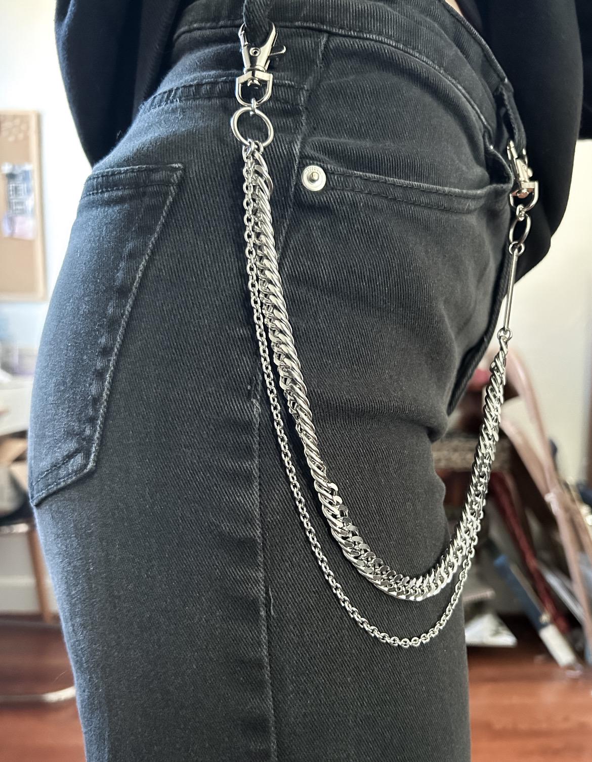 Silver Layered Chain Pants Chain
