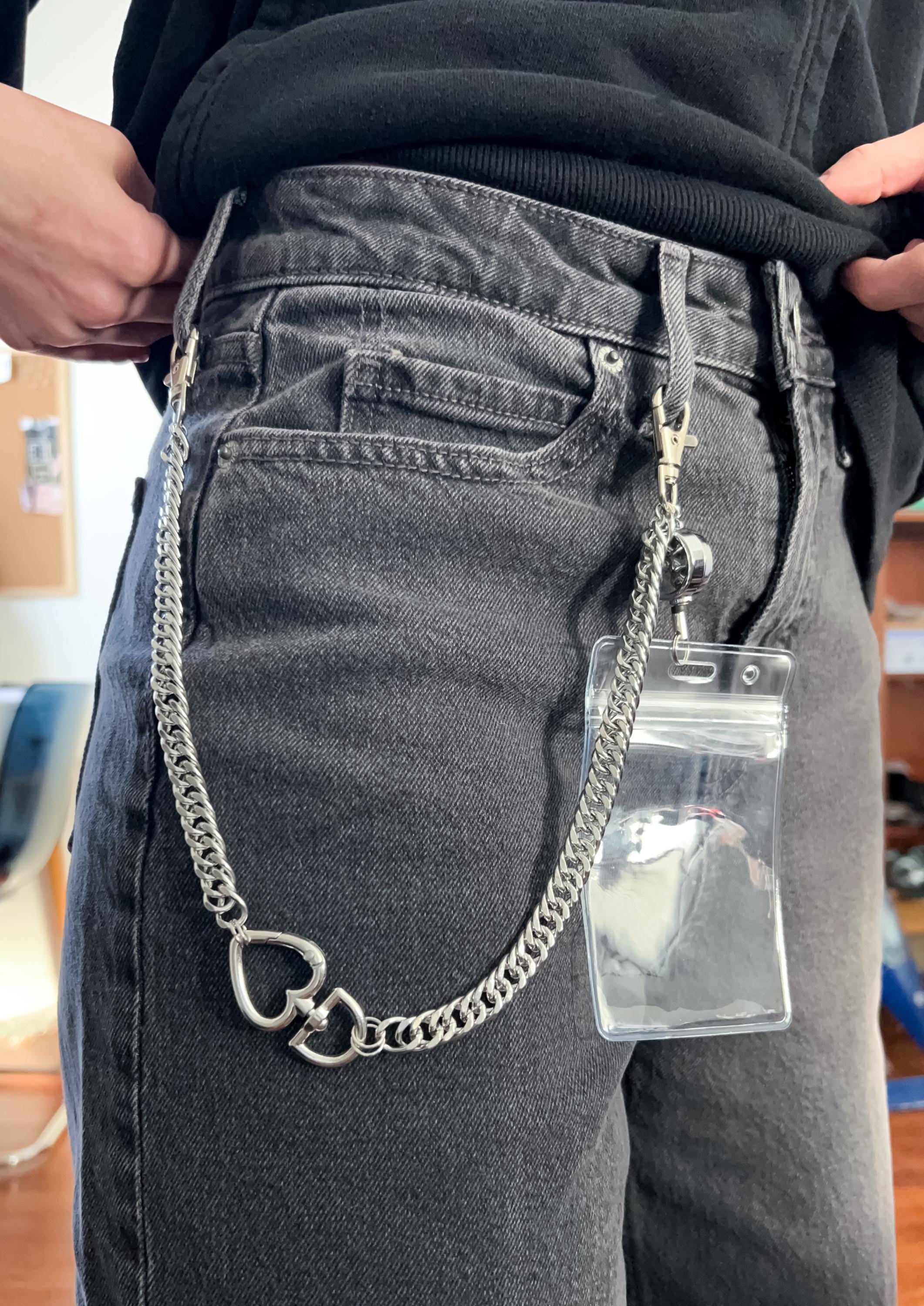 Heart Carabiner ID Badge Holder Pants Chain