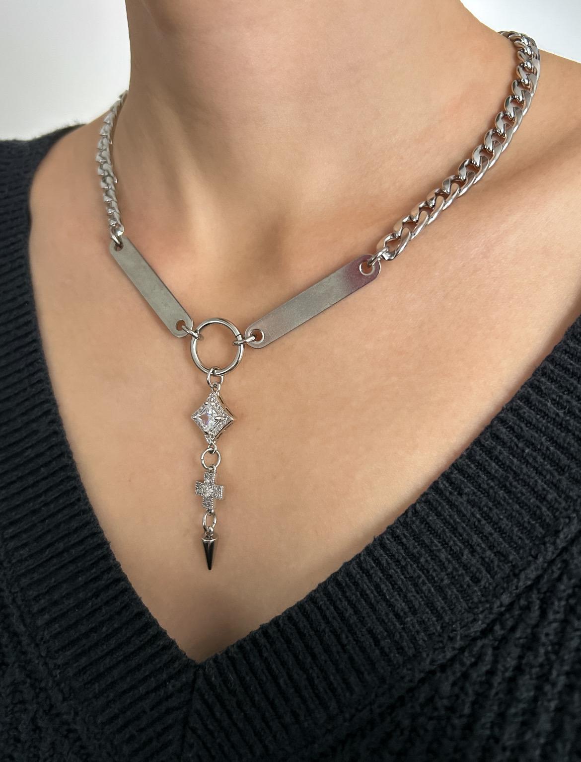 Rhinestone Spike Necklace