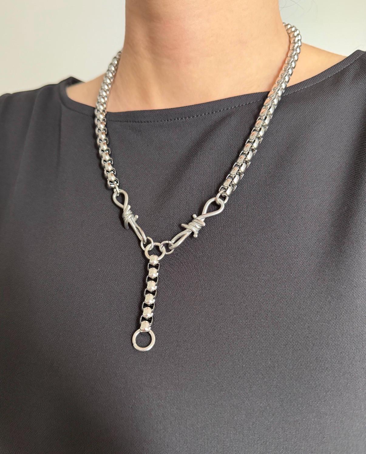 Barbed Wire Edgy Lariat Necklace