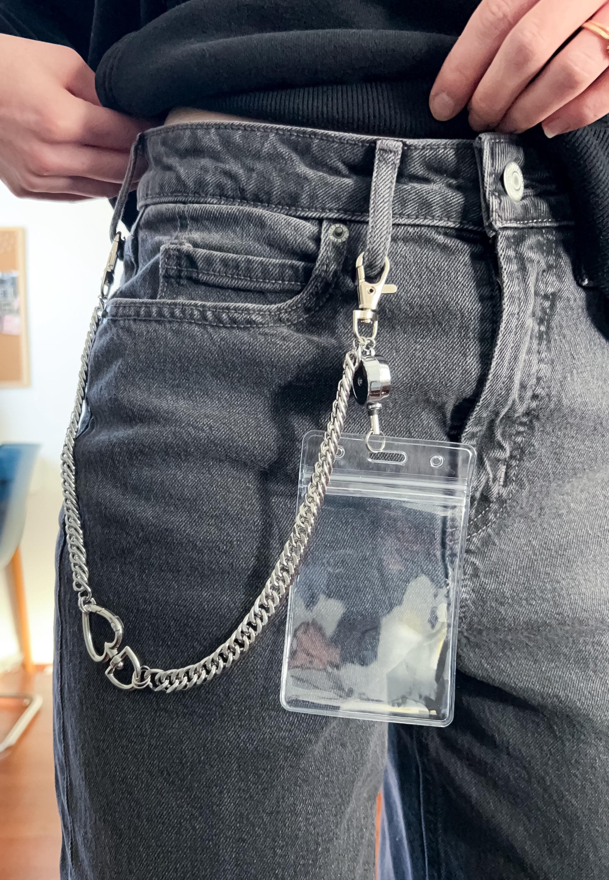Heart Carabiner ID Badge Holder Pants Chain