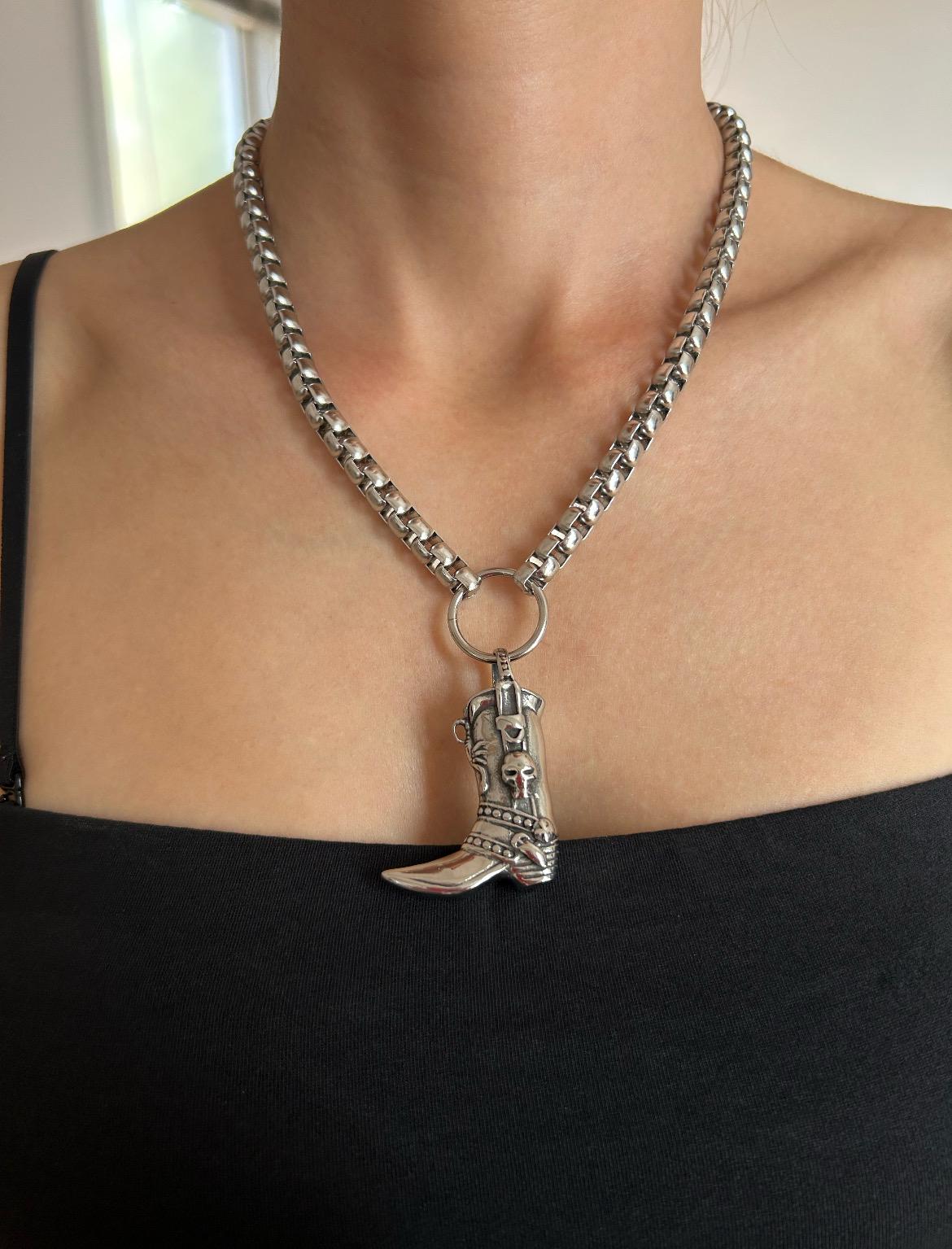 Western Goth Cowboy Boot Necklace