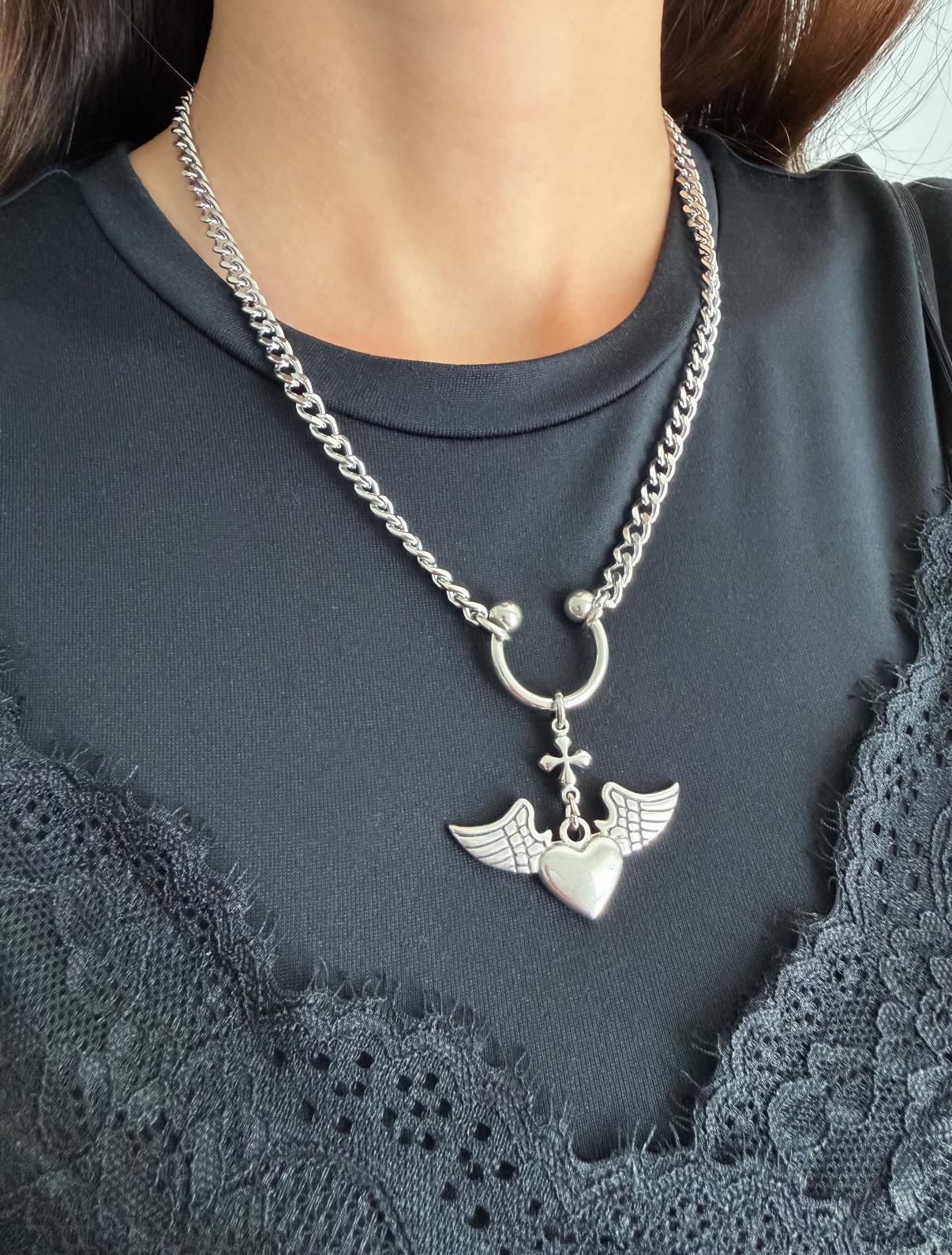 Heart With Wings Charm Necklace