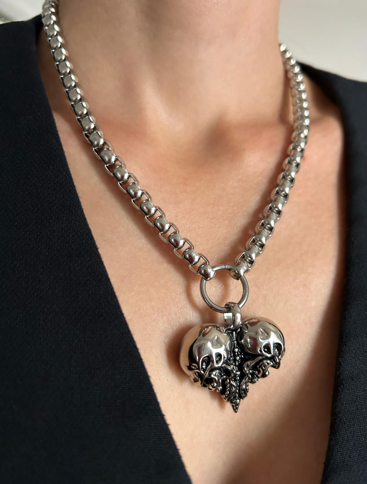 Macabre Skeleton Heart Necklace
