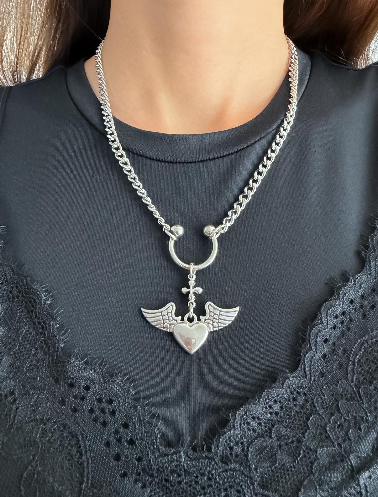 Heart With Wings Charm Necklace