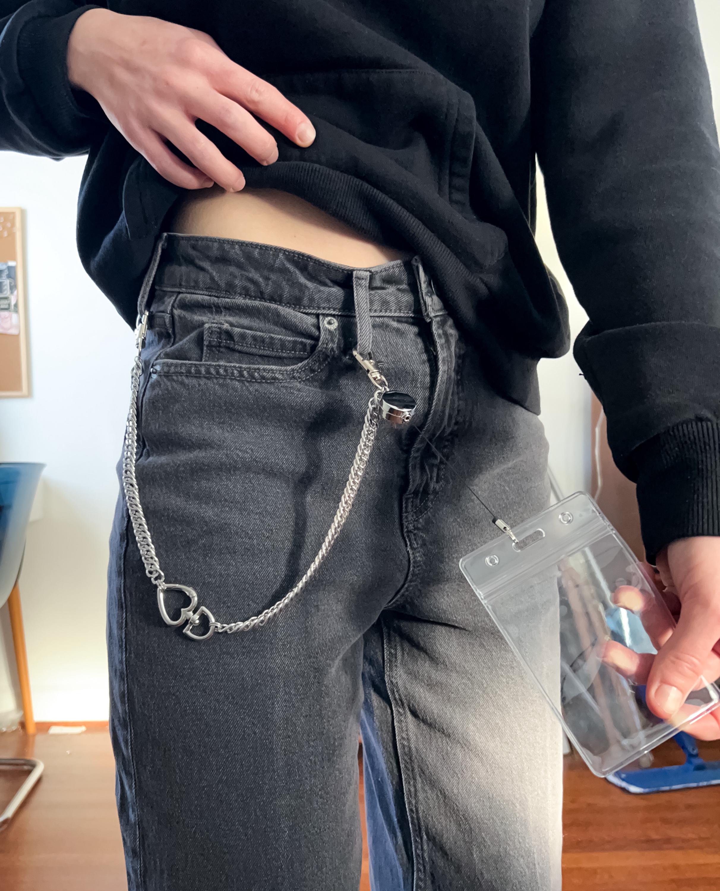 Heart Carabiner ID Badge Holder Pants Chain