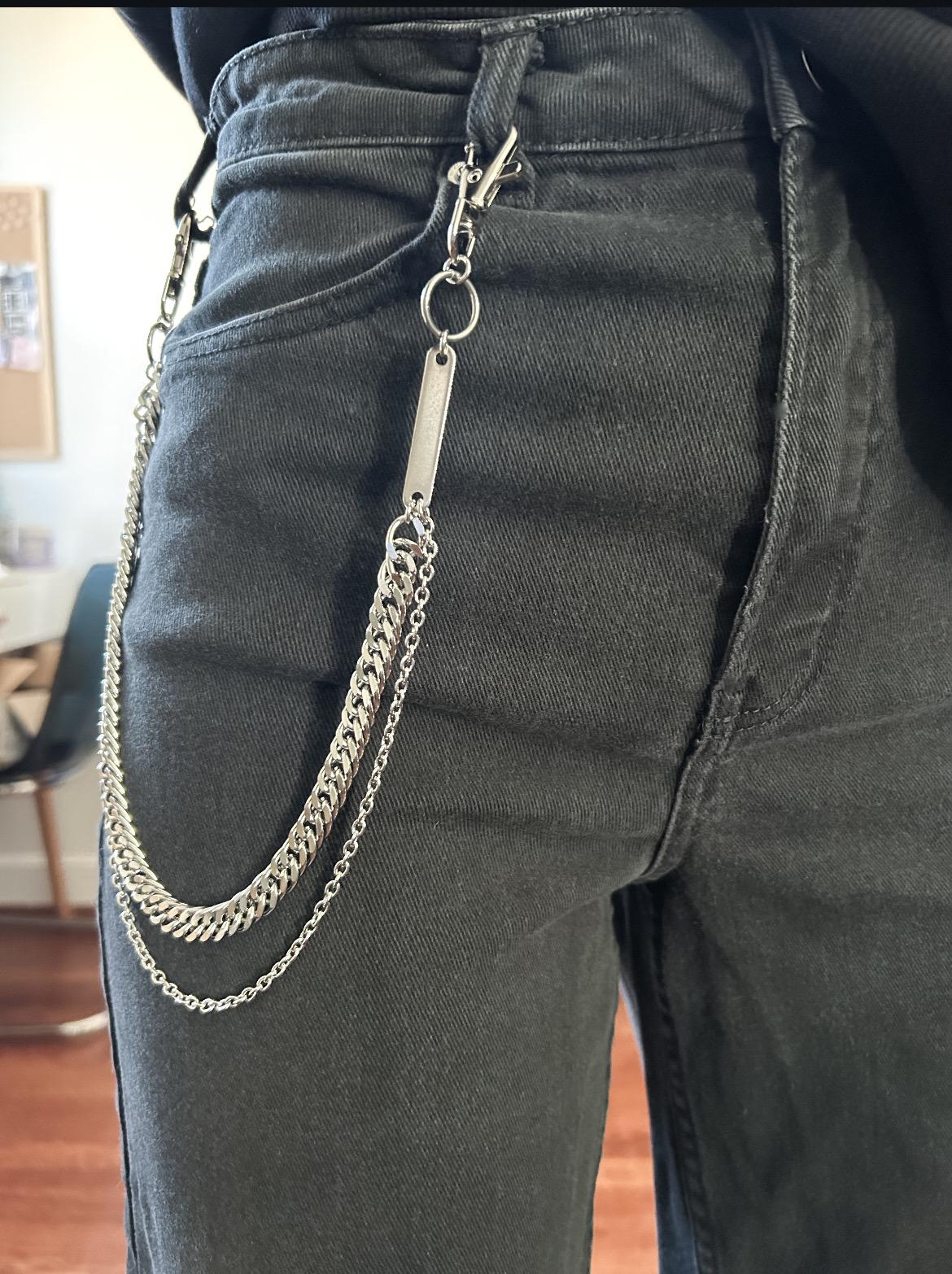 Silver Layered Chain Pants Chain