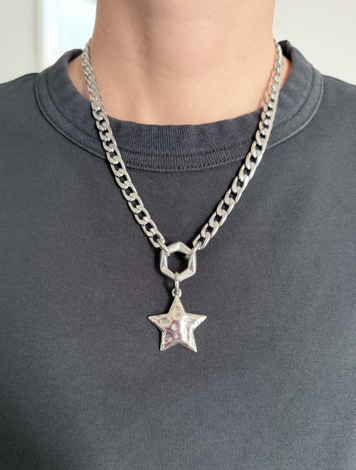 Silver Large Star Y2K Necklace