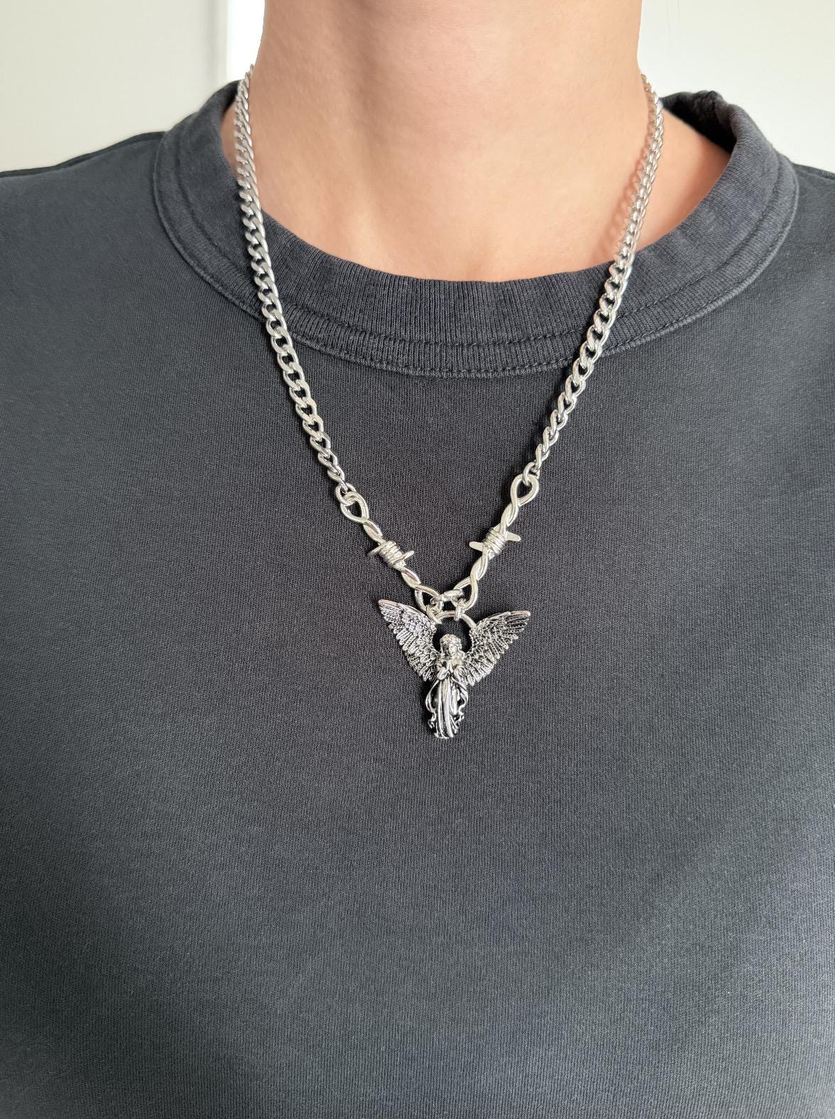 Gothic Angel Vintage Look Charm Necklace