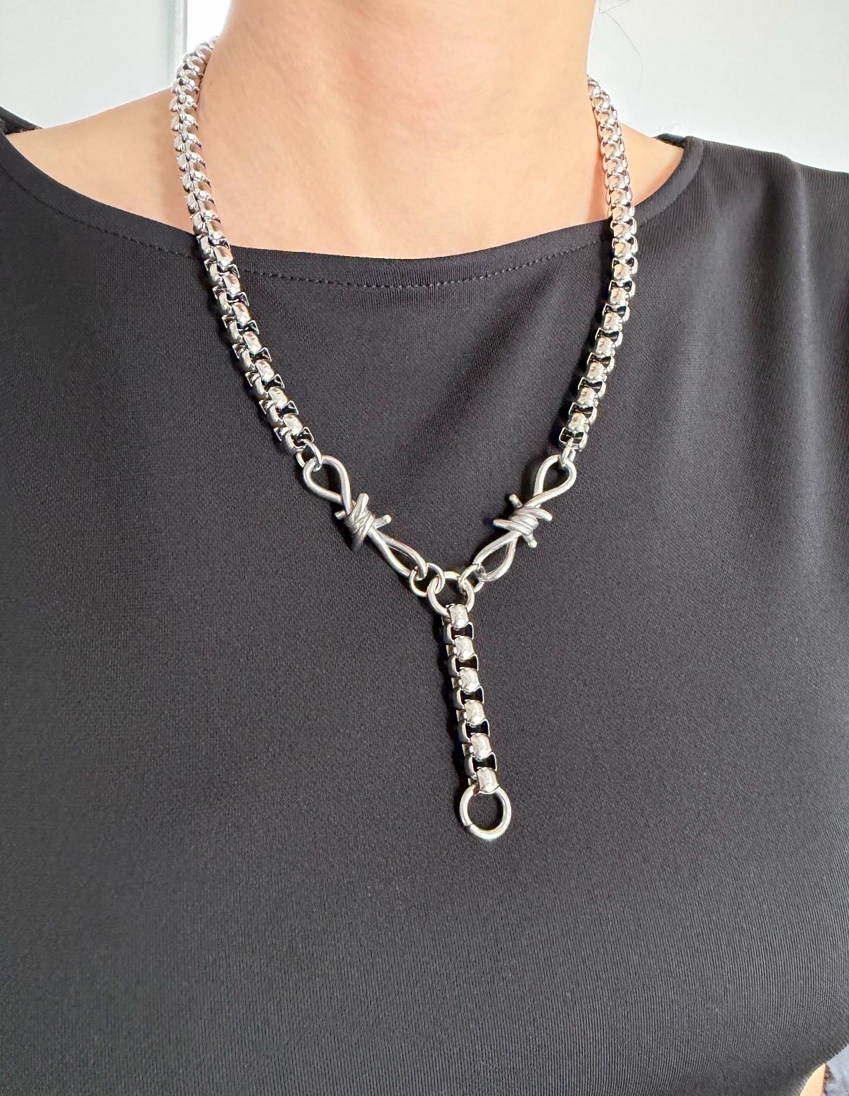 Barbed Wire Edgy Lariat Necklace