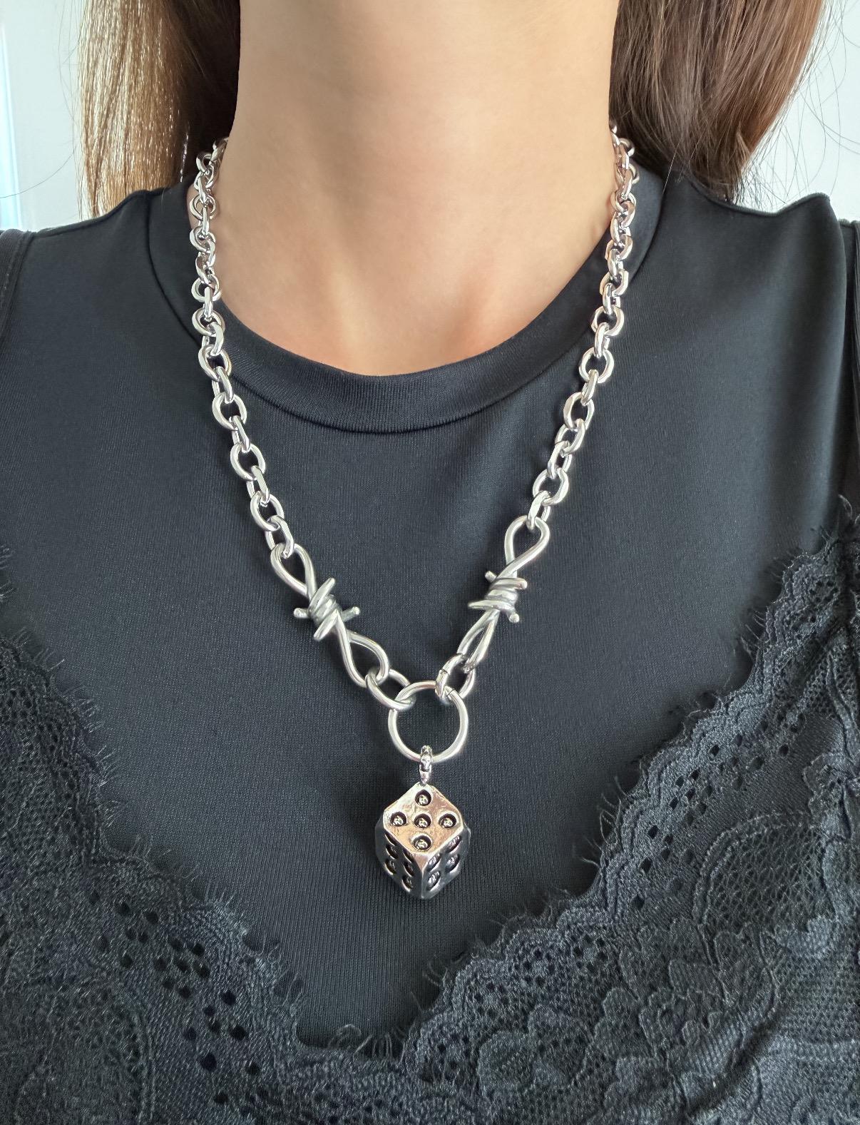 Large Dice with Skulls Necklace