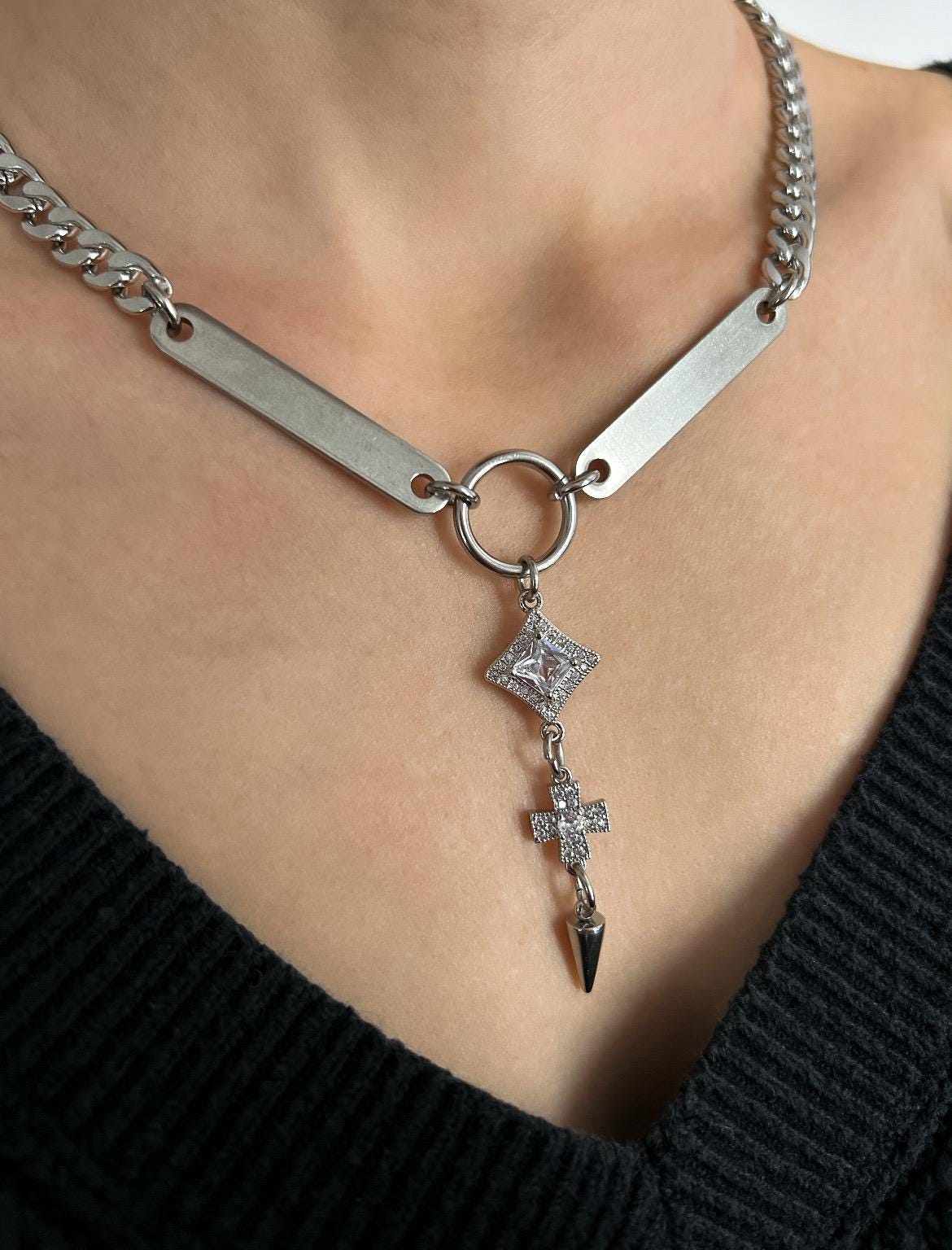 Rhinestone Spike Necklace