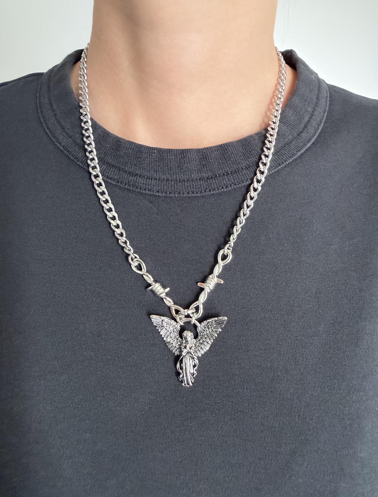 Gothic Angel Vintage Look Charm Necklace