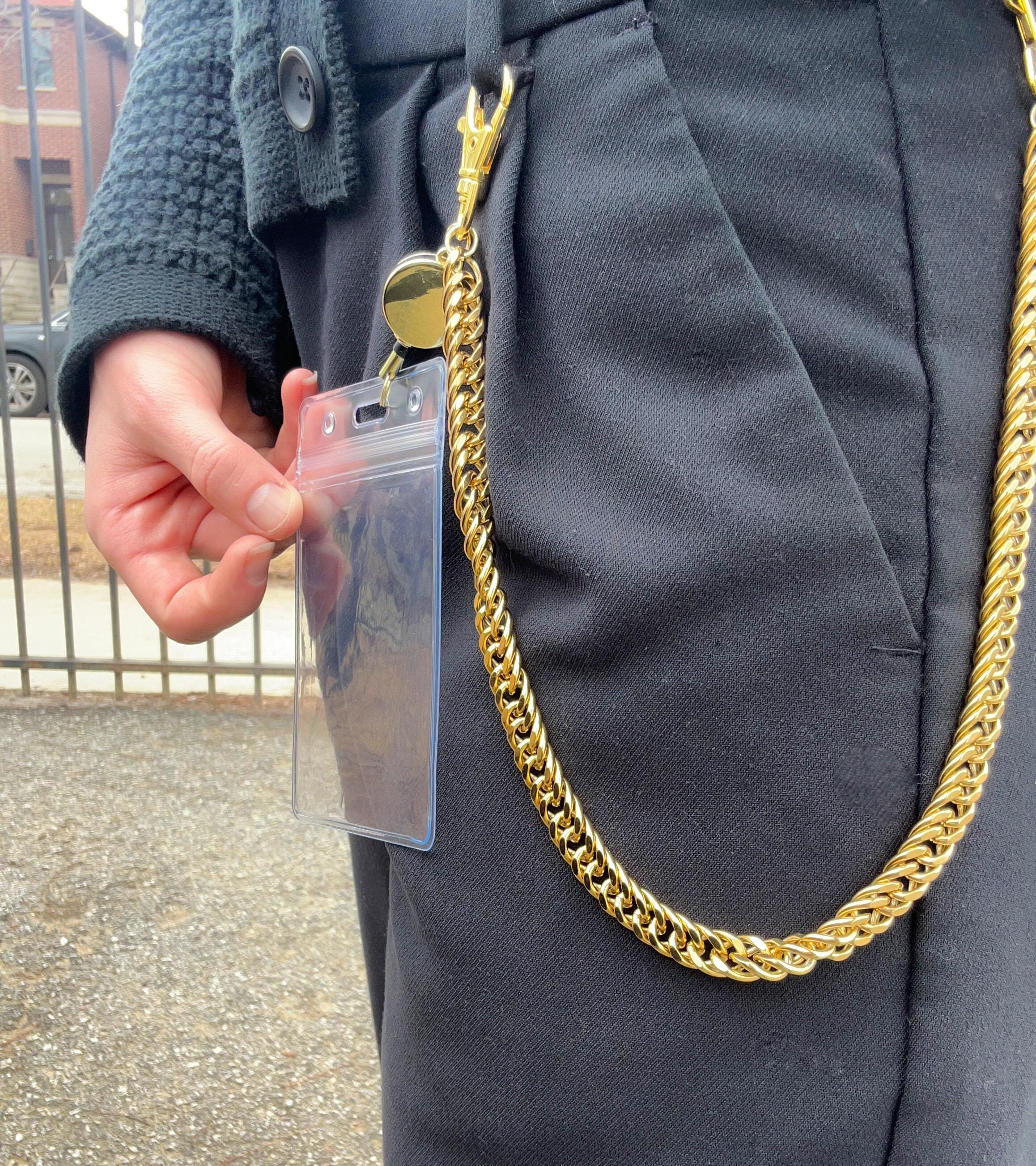Gold Pants Chain ID Badge Holder