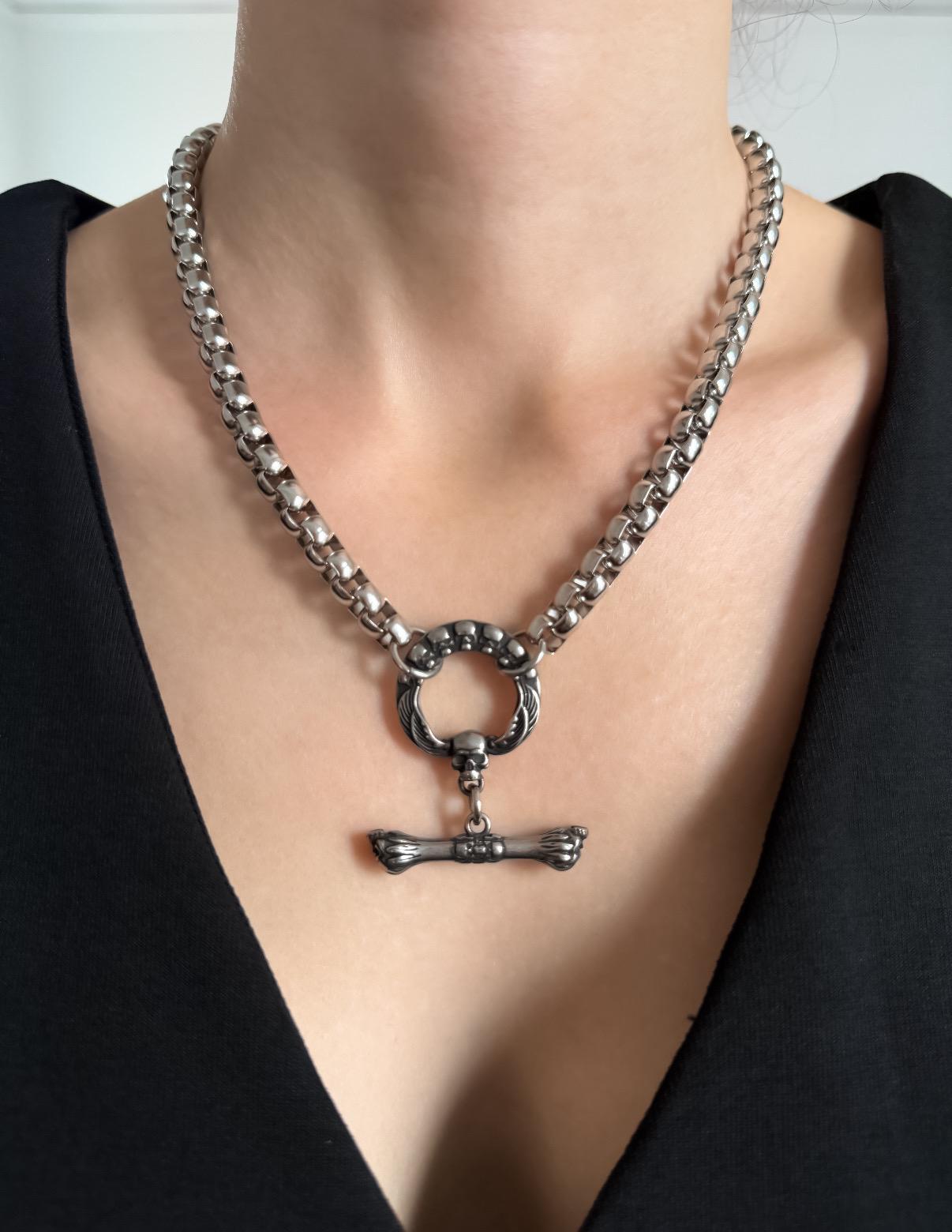 Skeleton Toggle Charm  Necklace