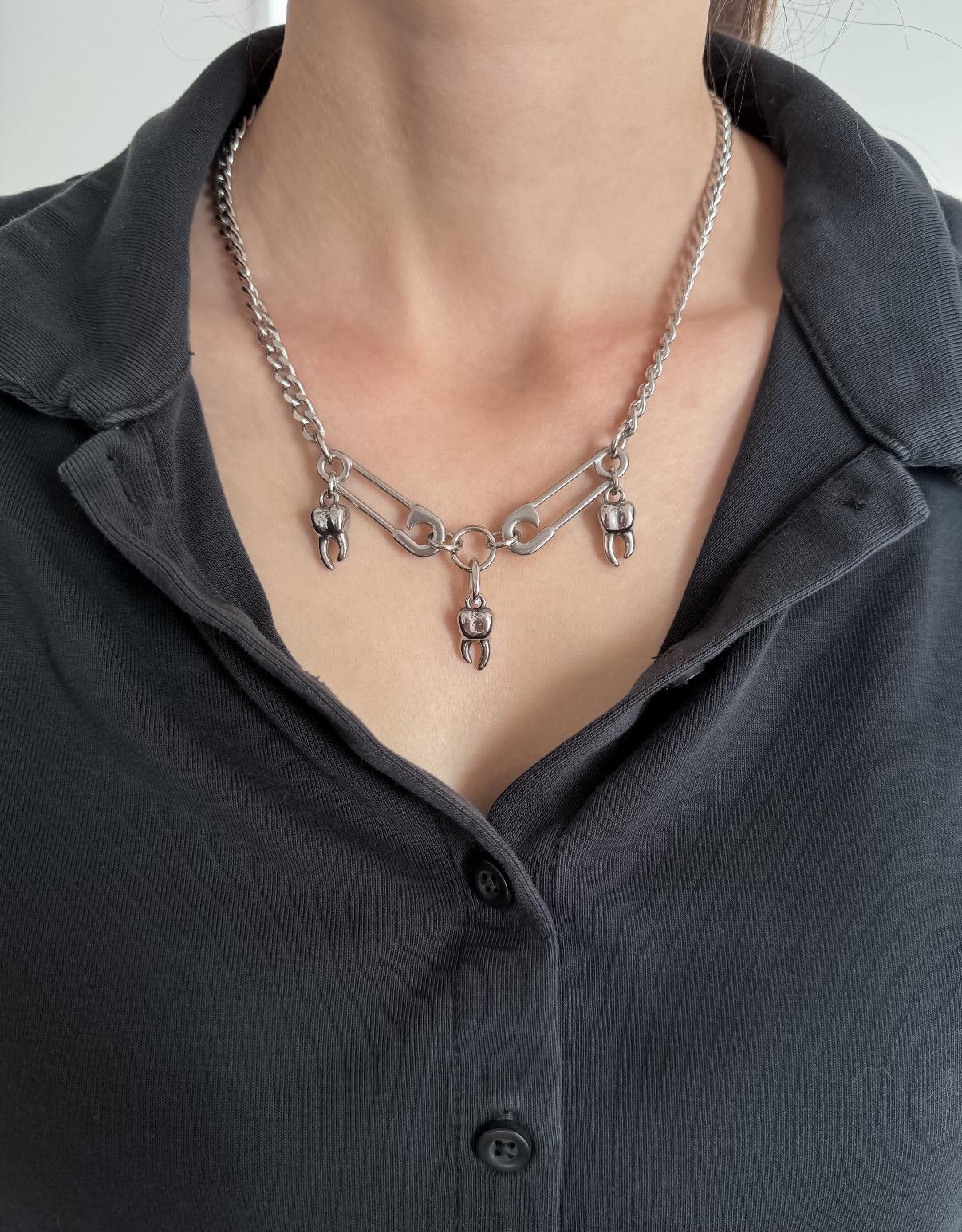 Silver Tooth Charm Necklace