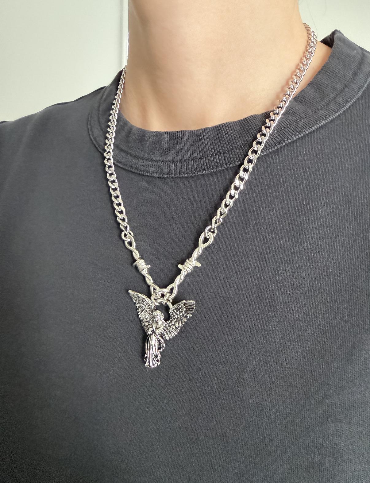 Gothic Angel Vintage Look Charm Necklace