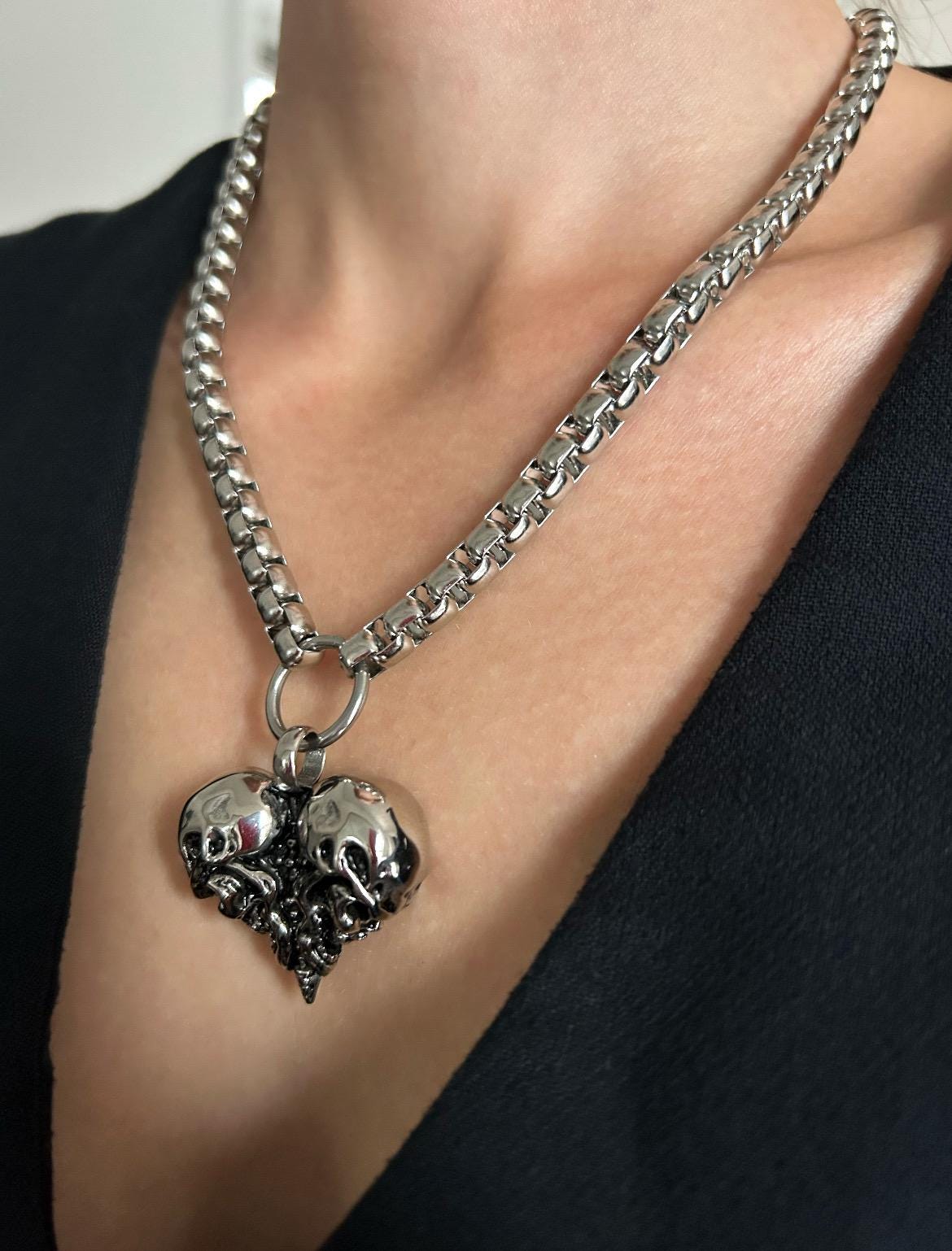 Macabre Skeleton Heart Necklace