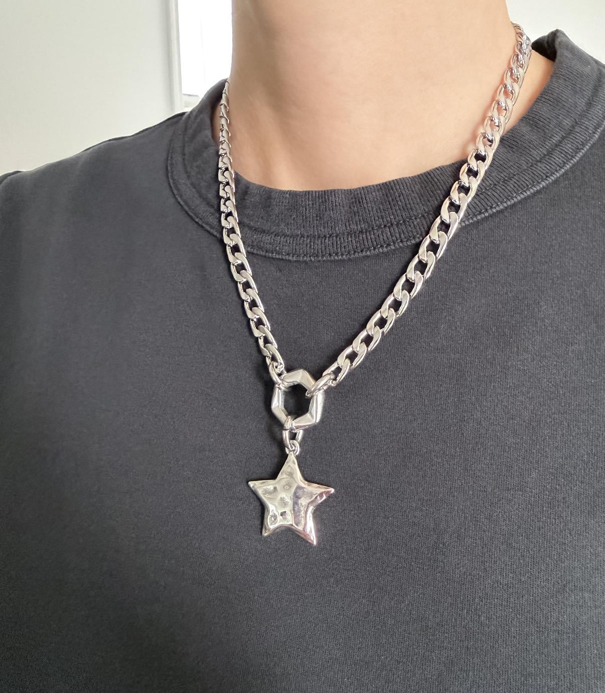 Silver Large Star Y2K Necklace