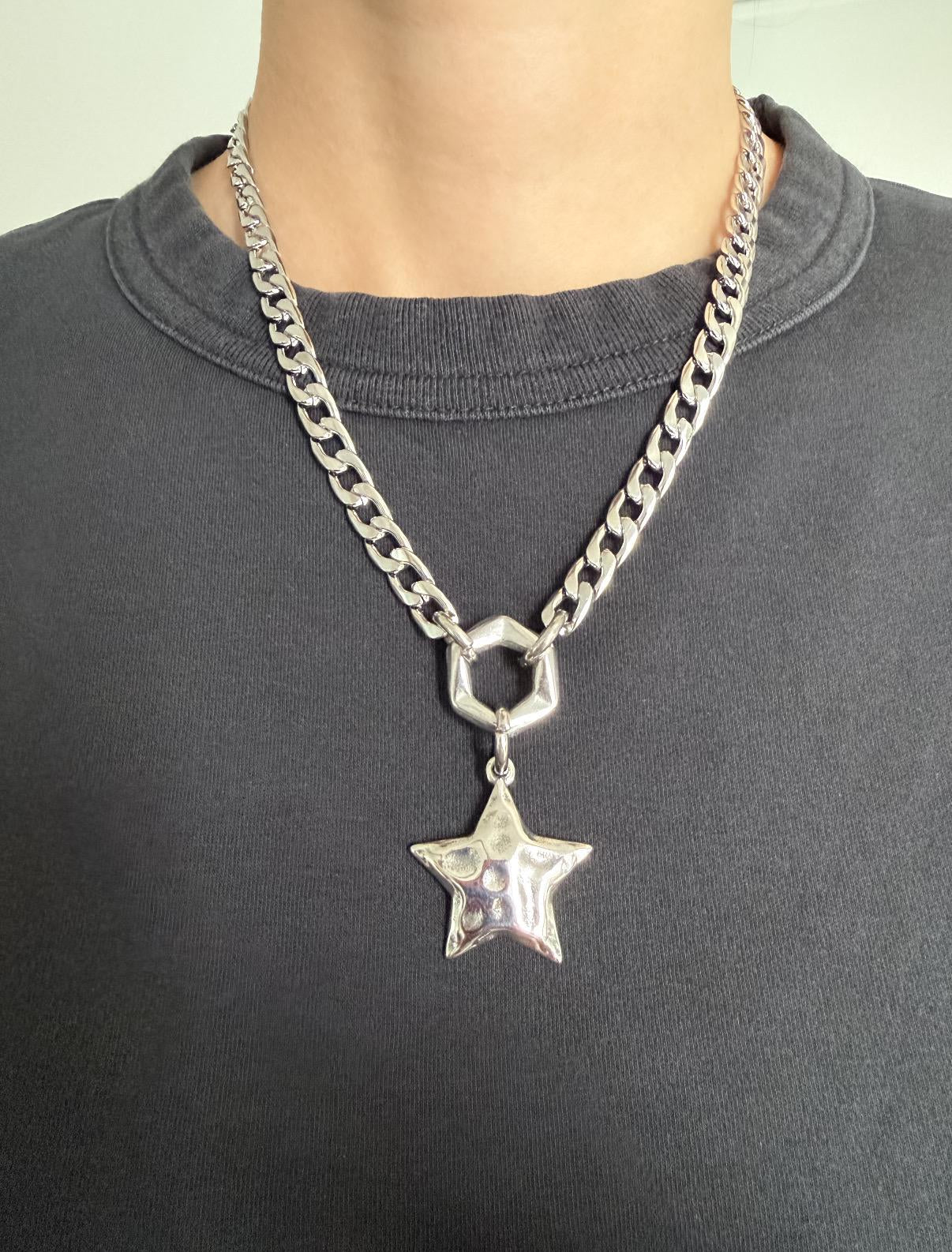 Silver Large Star Y2K Necklace