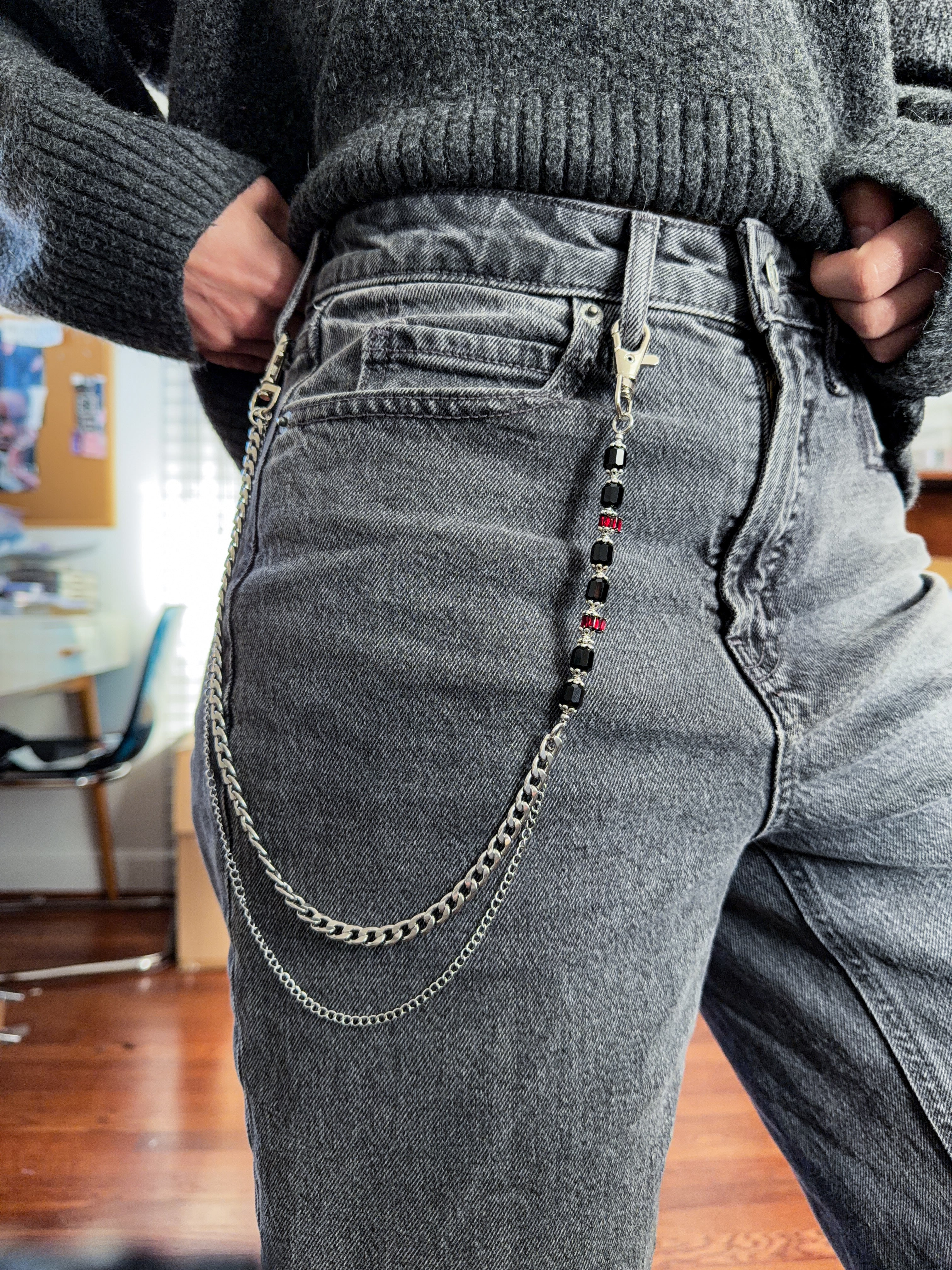 Onyx and Oxblood Beaded Pants Chain