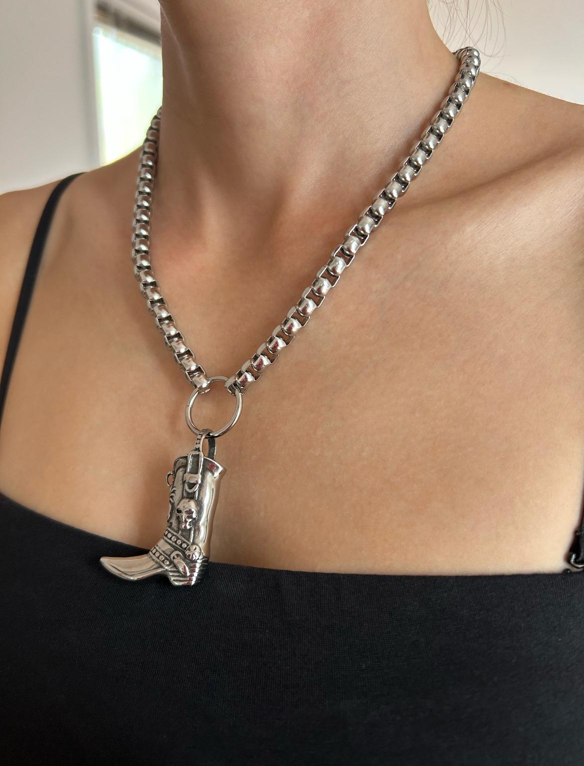 Western Goth Cowboy Boot Necklace