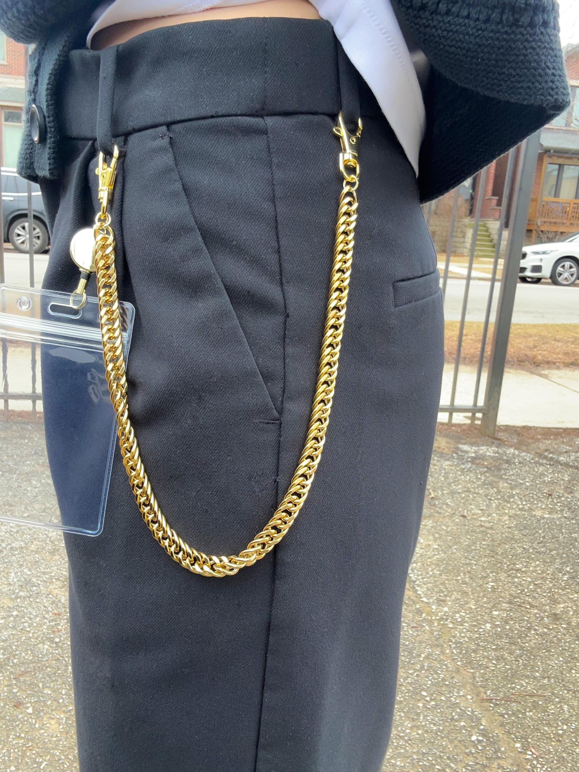 Gold Pants Chain ID Badge Holder