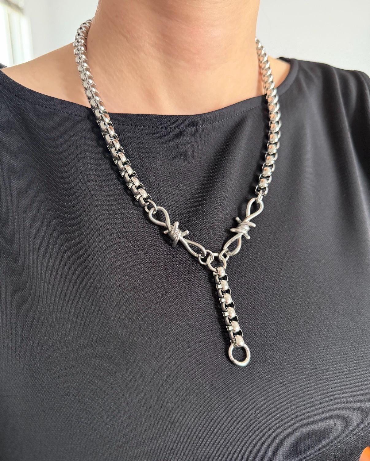 Barbed Wire Edgy Lariat Necklace