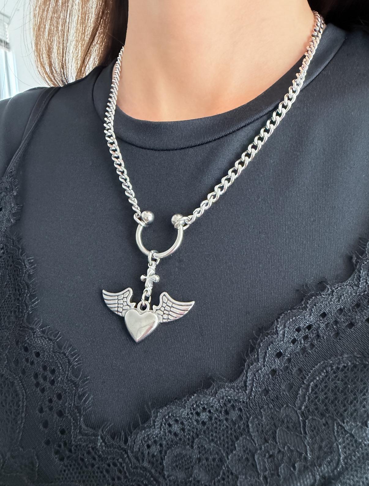 Heart With Wings Charm Necklace