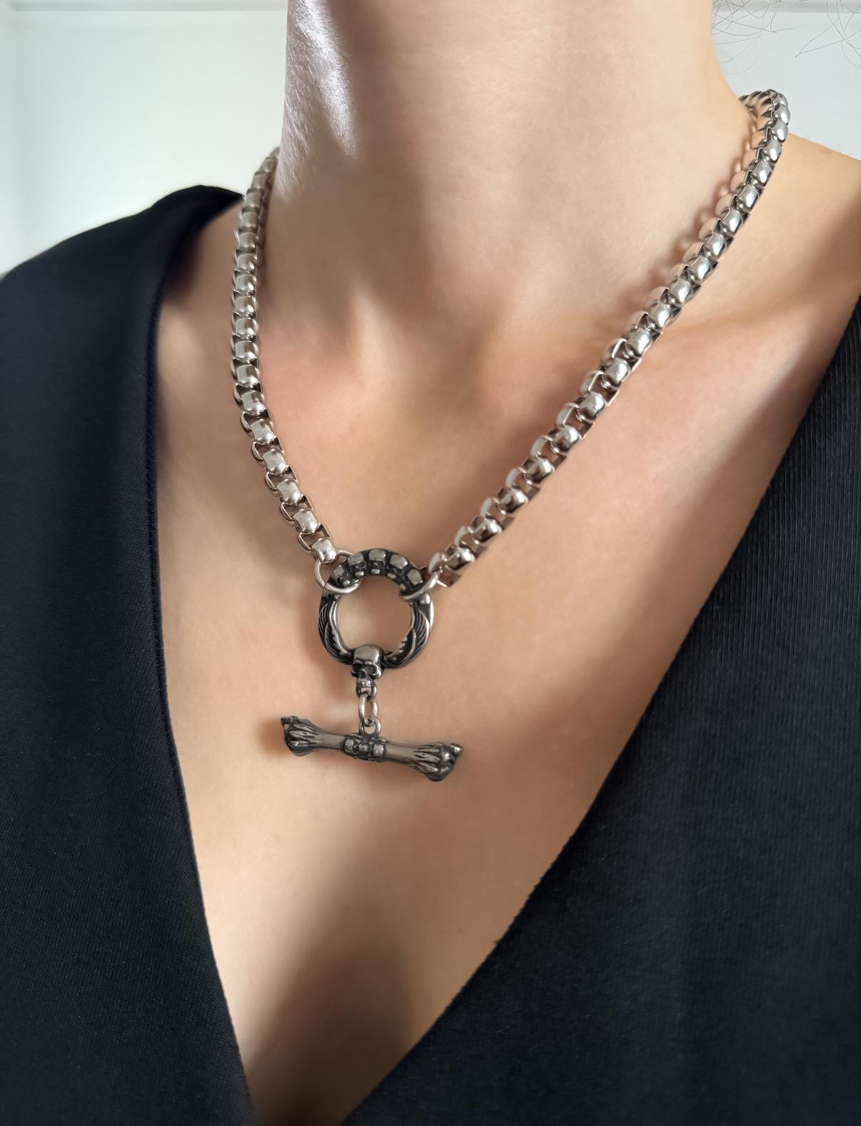 Skeleton Toggle Charm  Necklace