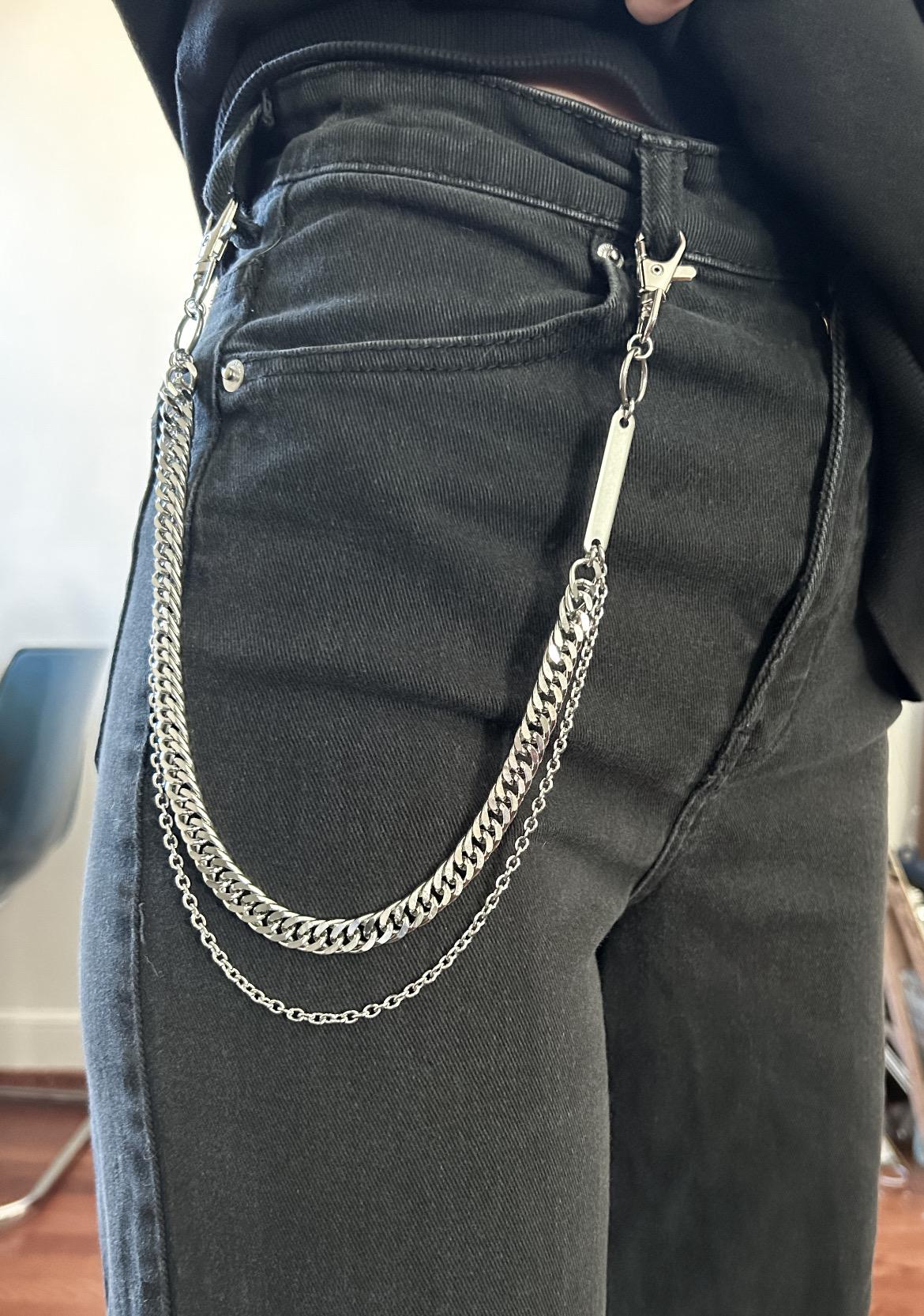 Silver Layered Chain Pants Chain