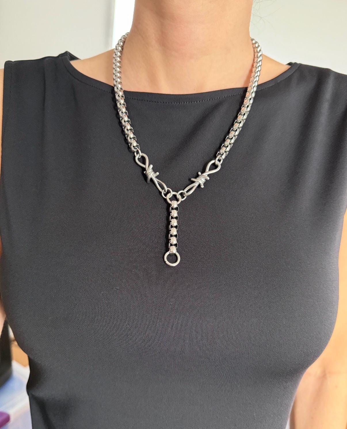 Barbed Wire Edgy Lariat Necklace