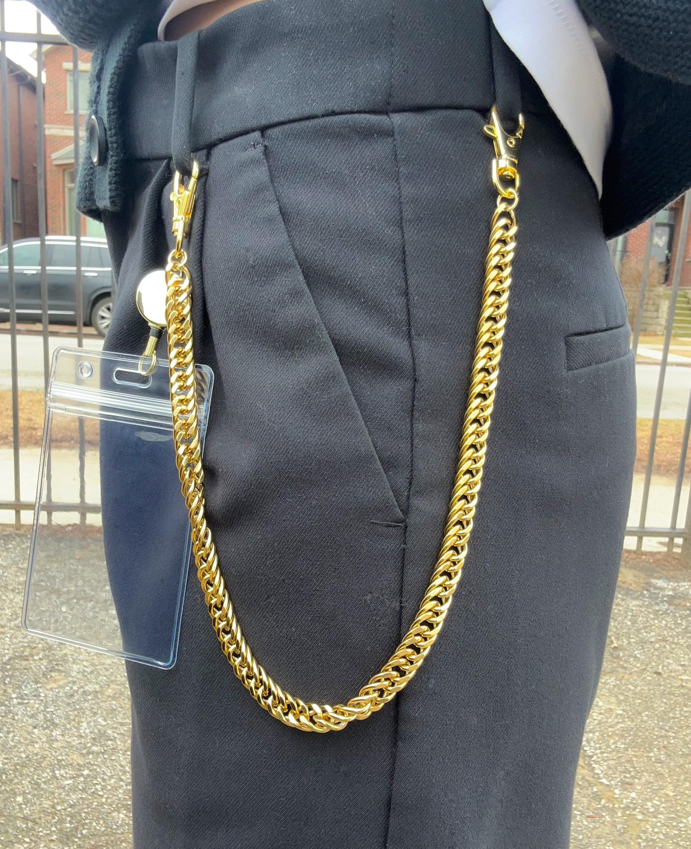 Gold Pants Chain ID Badge Holder