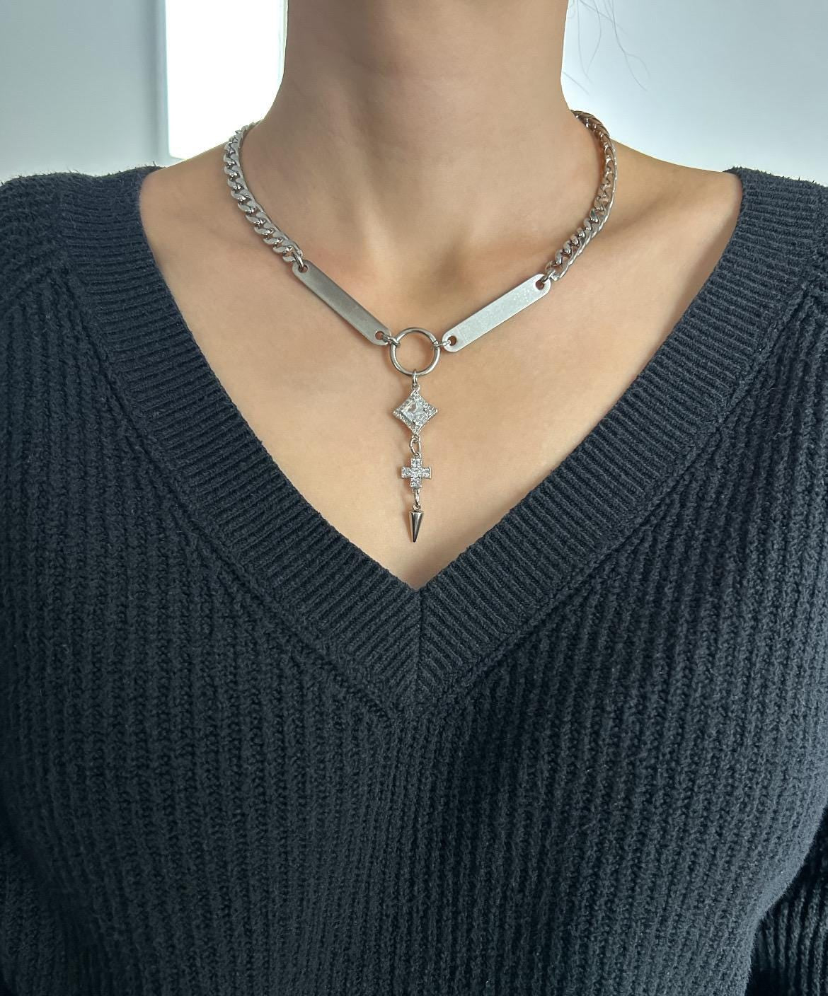 Rhinestone Spike Necklace