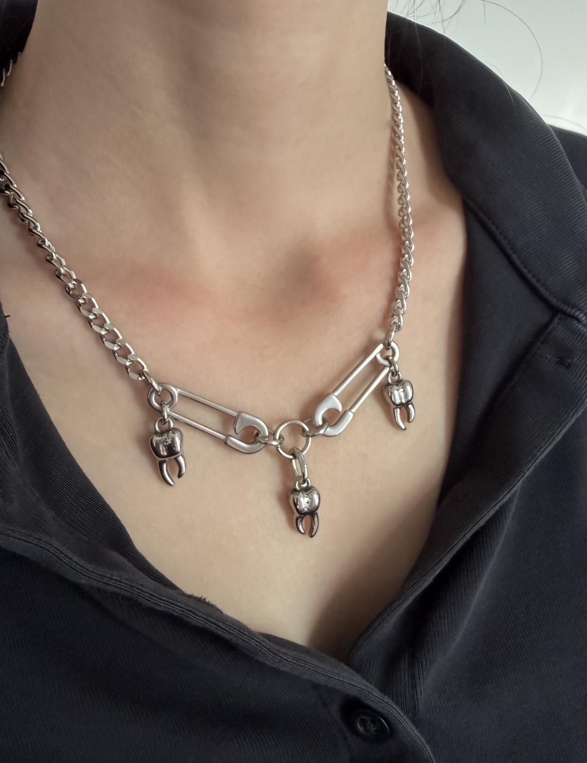 Silver Tooth Charm Necklace