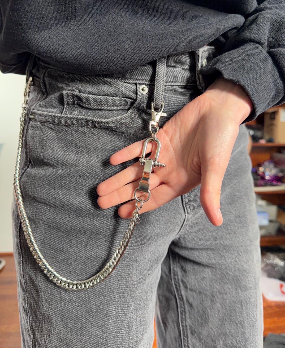 Industrial Curb Chain Belt Loop Pants Chain