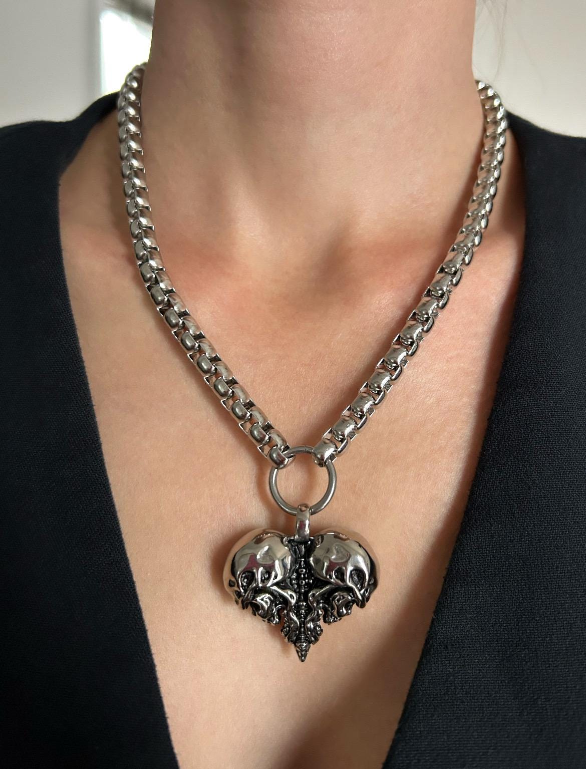 Macabre Skeleton Heart Necklace