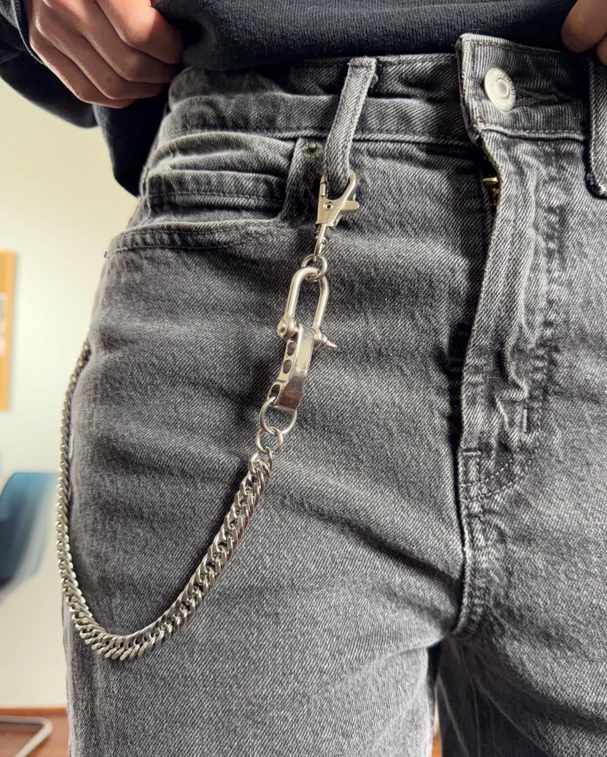 Industrial Curb Chain Belt Loop Pants Chain