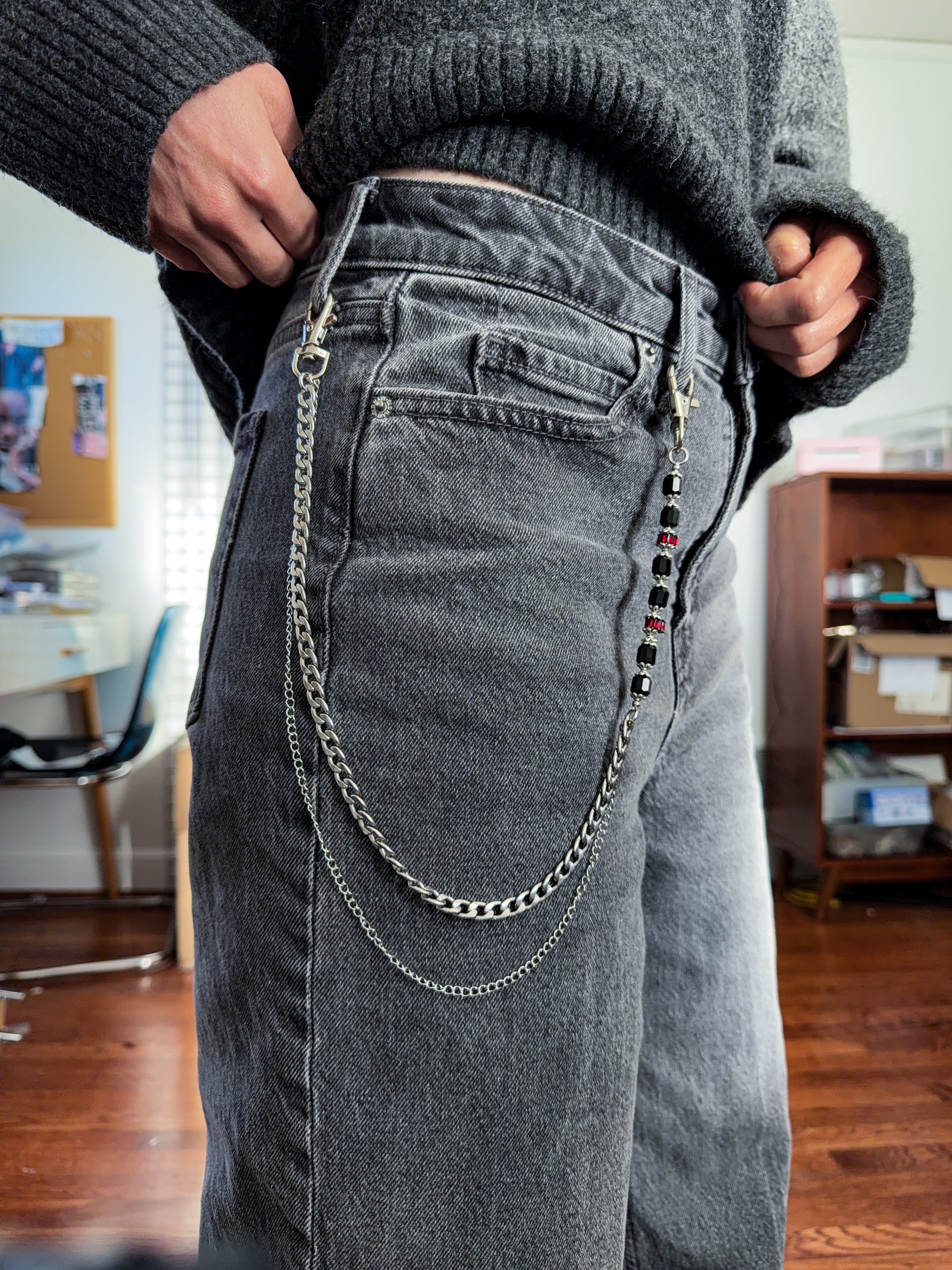 Onyx and Oxblood Beaded Pants Chain