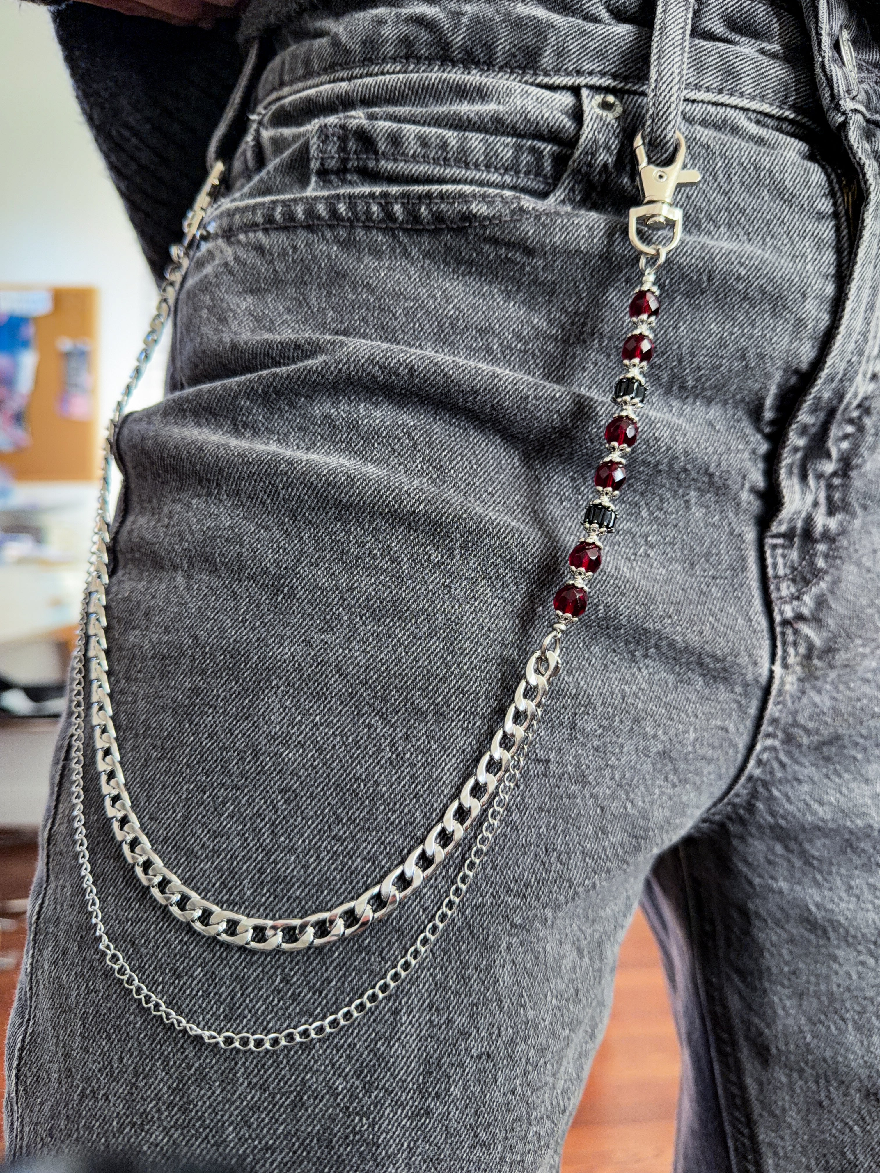 Oxblood and Onyx Beaded Pants Chain