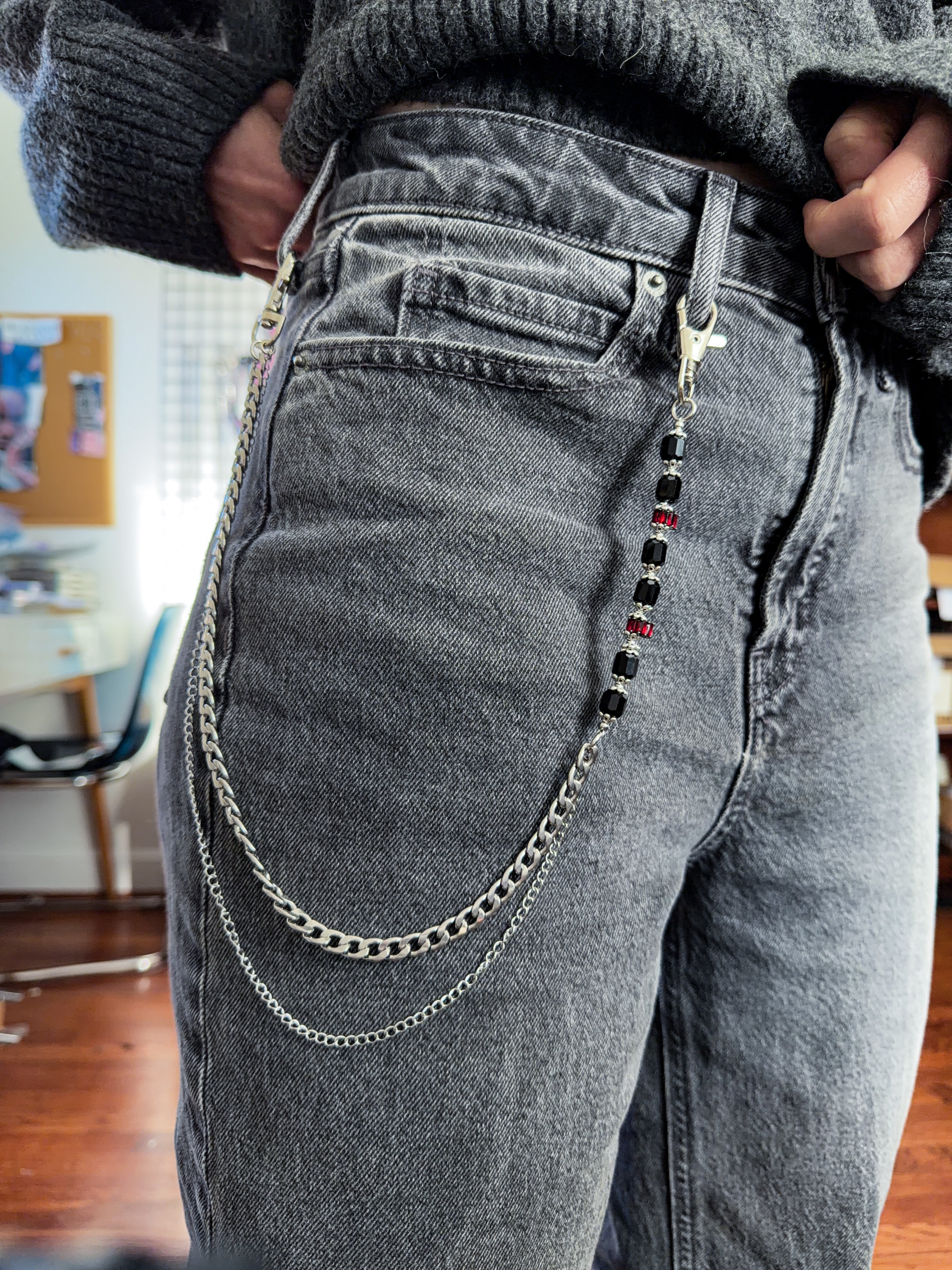 Onyx and Oxblood Beaded Pants Chain