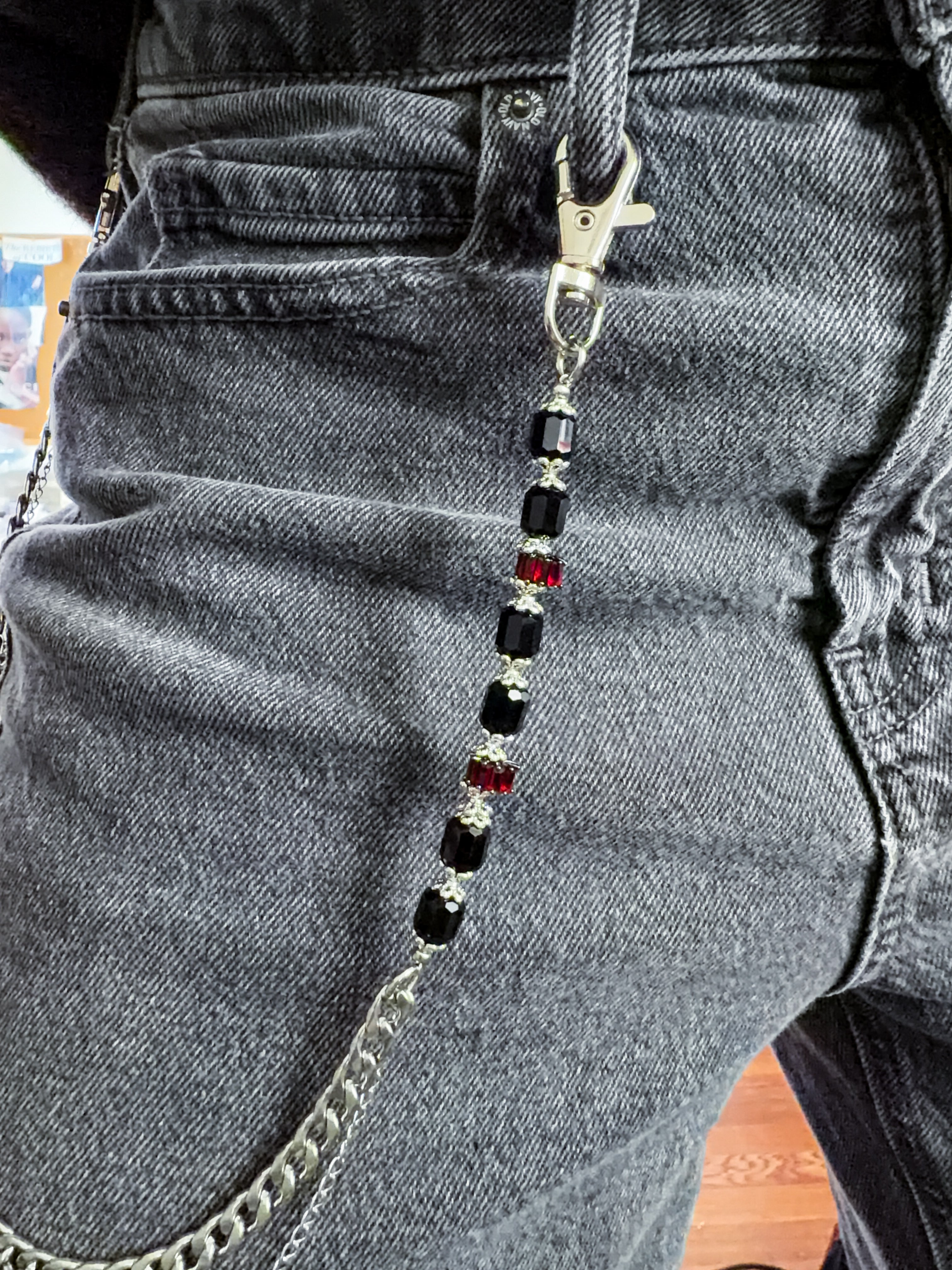 Onyx and Oxblood Beaded Pants Chain
