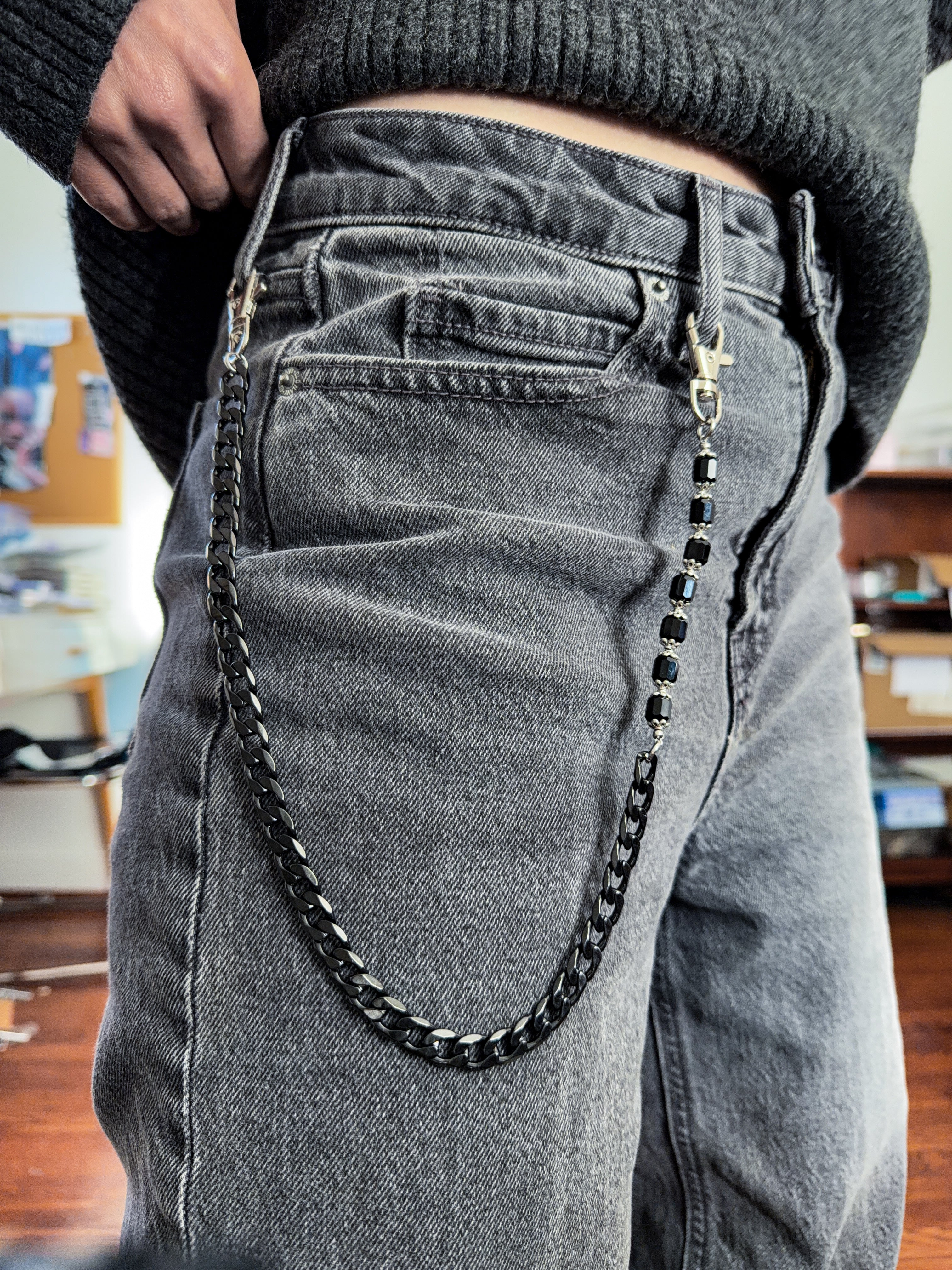 Onyx Beaded Pants Chain