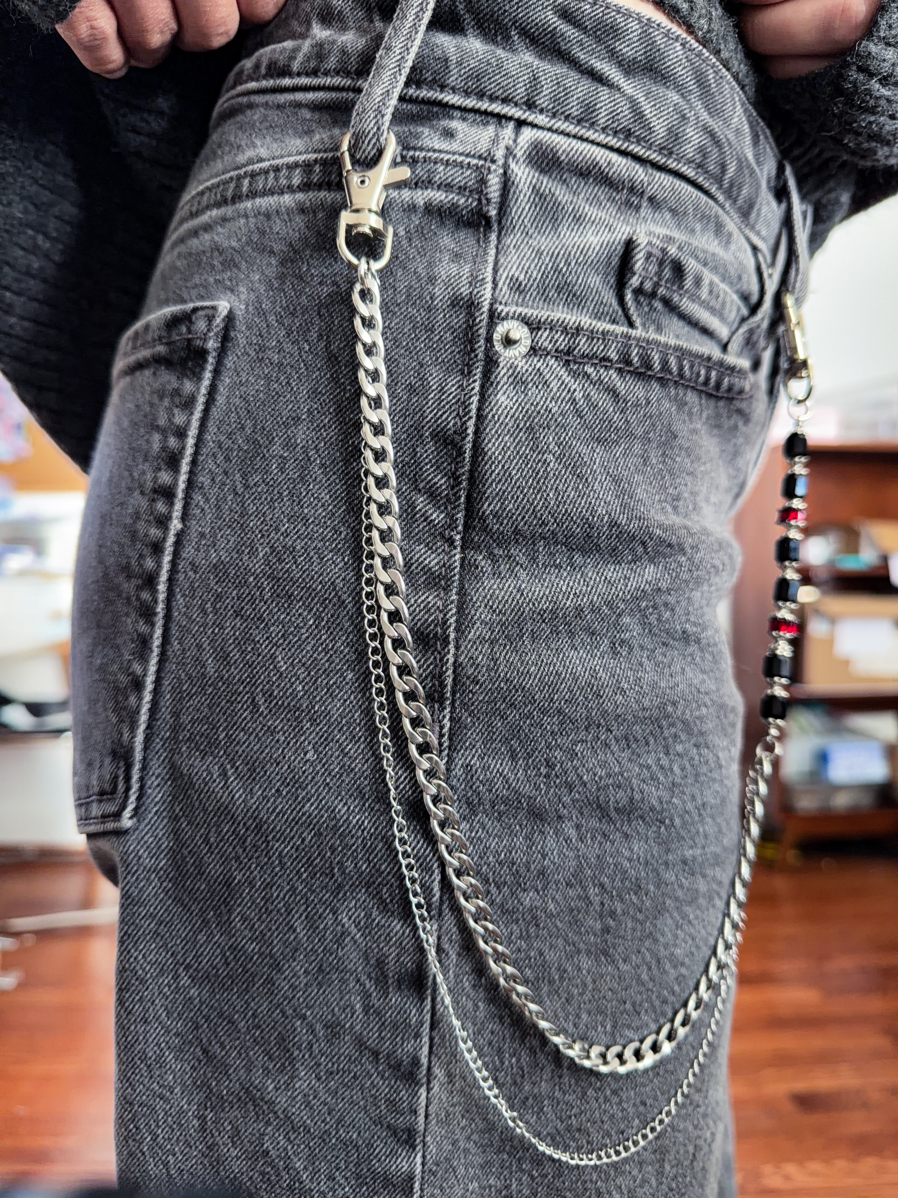 Onyx and Oxblood Beaded Pants Chain