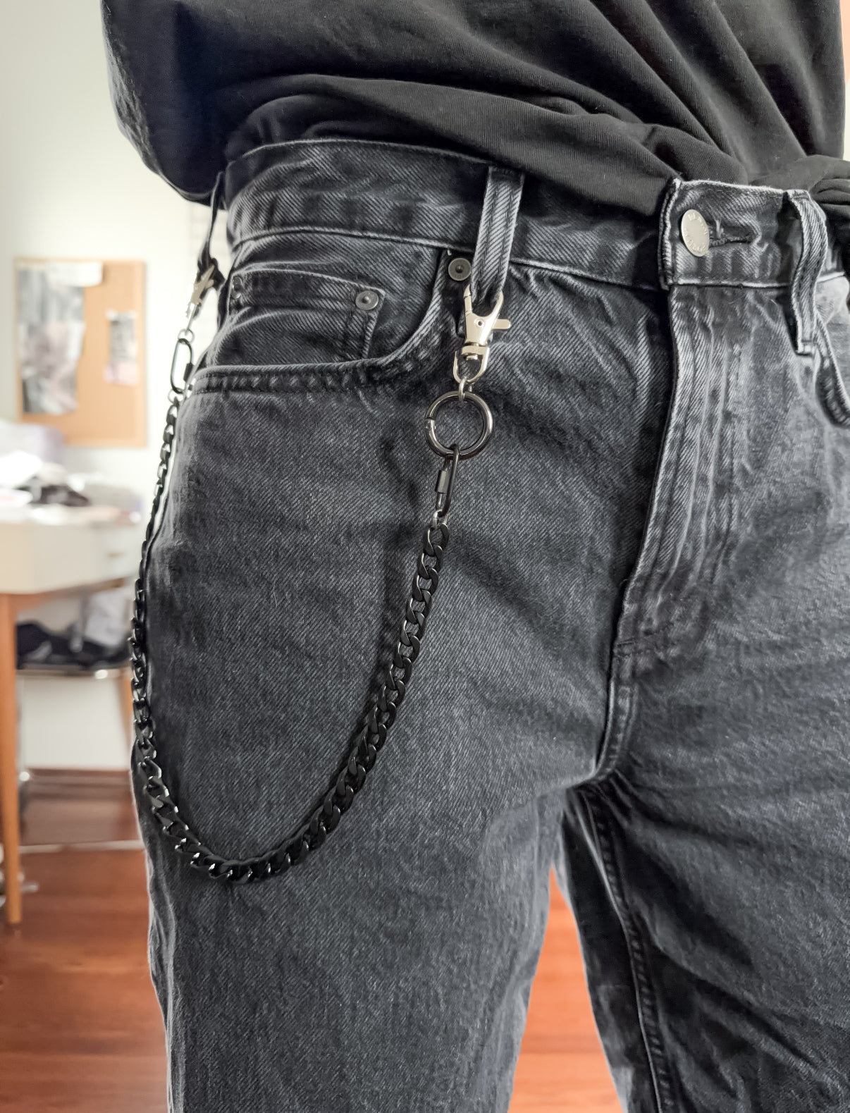 Black Carabiner Pants Chain