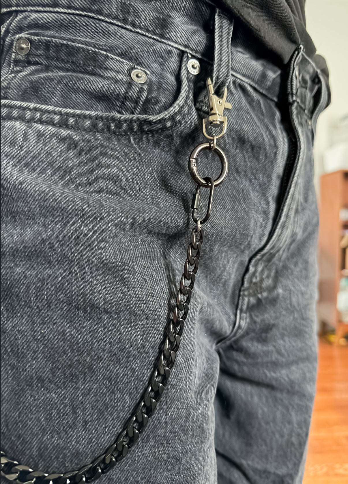 Black Carabiner Pants Chain
