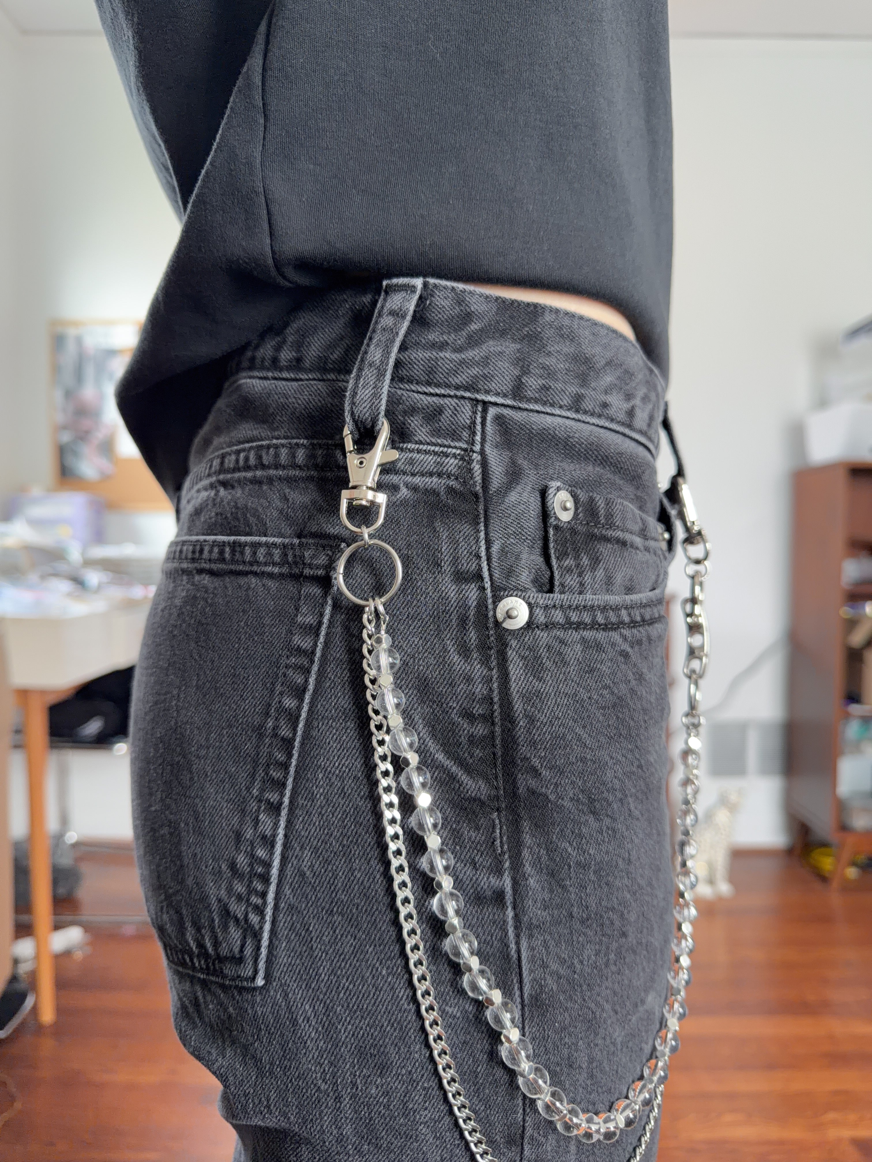 Clear Beaded Layered Pants Chain